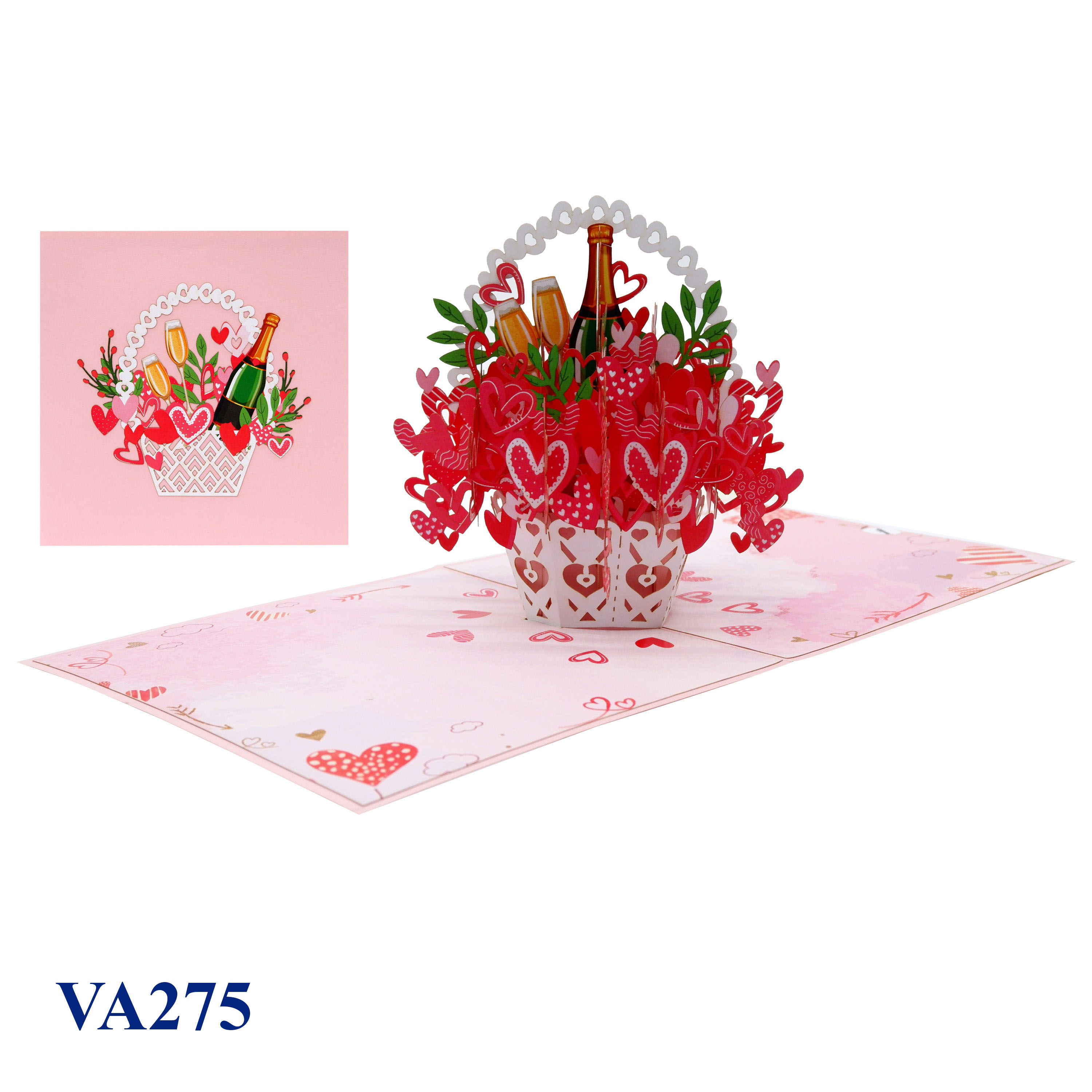 Hearts Champange Pop Up Card