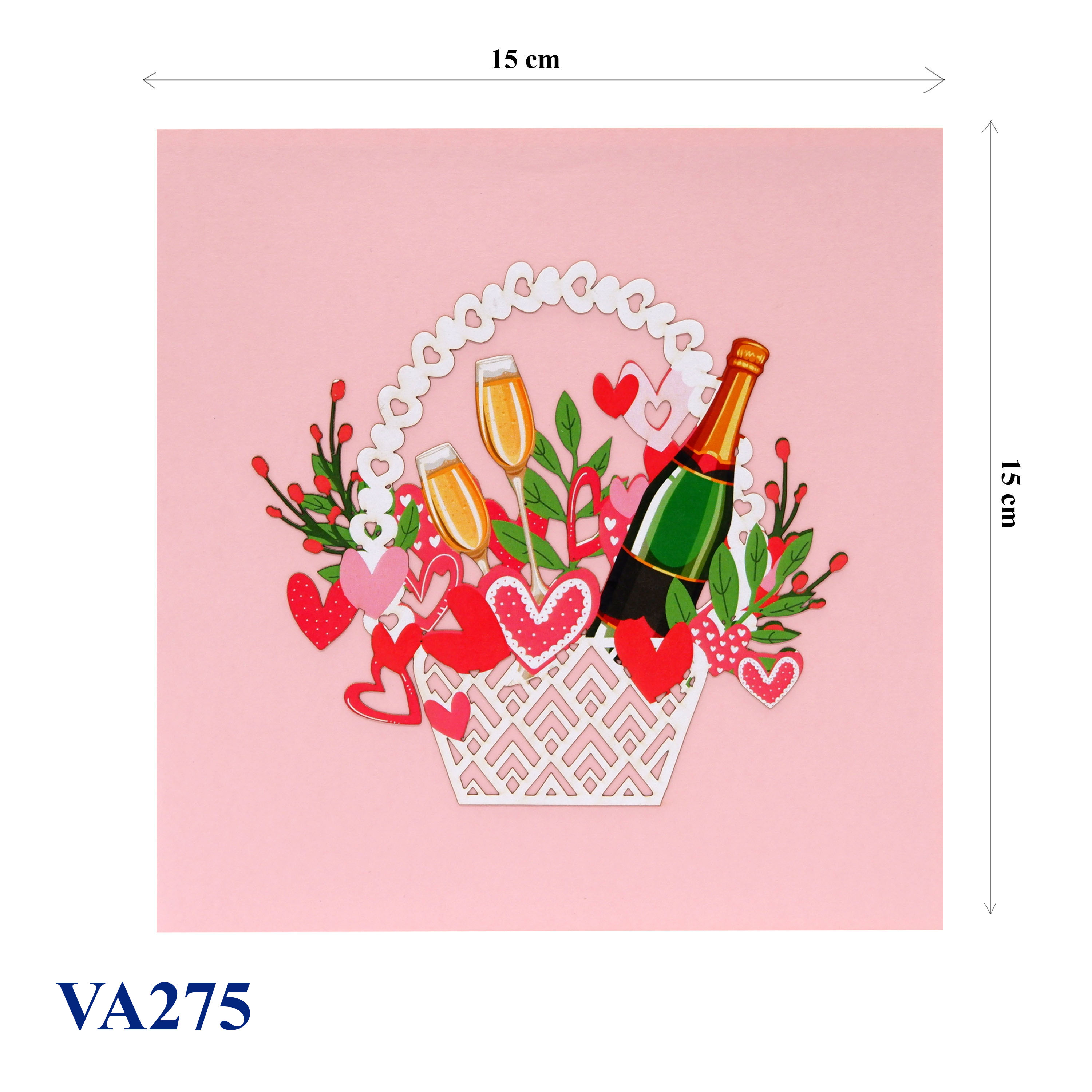 Hearts Champange Pop Up Card