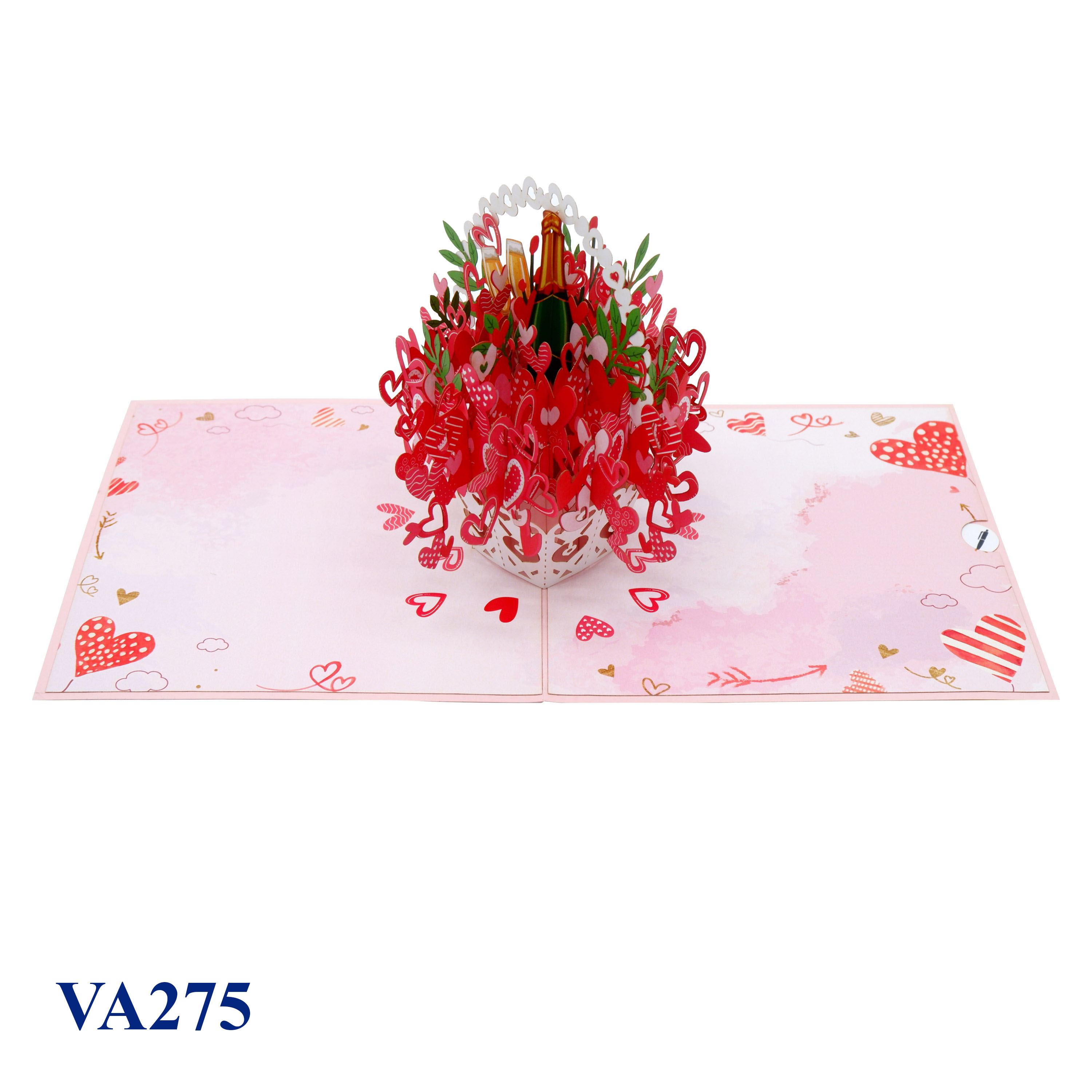 Hearts Champange Pop Up Card