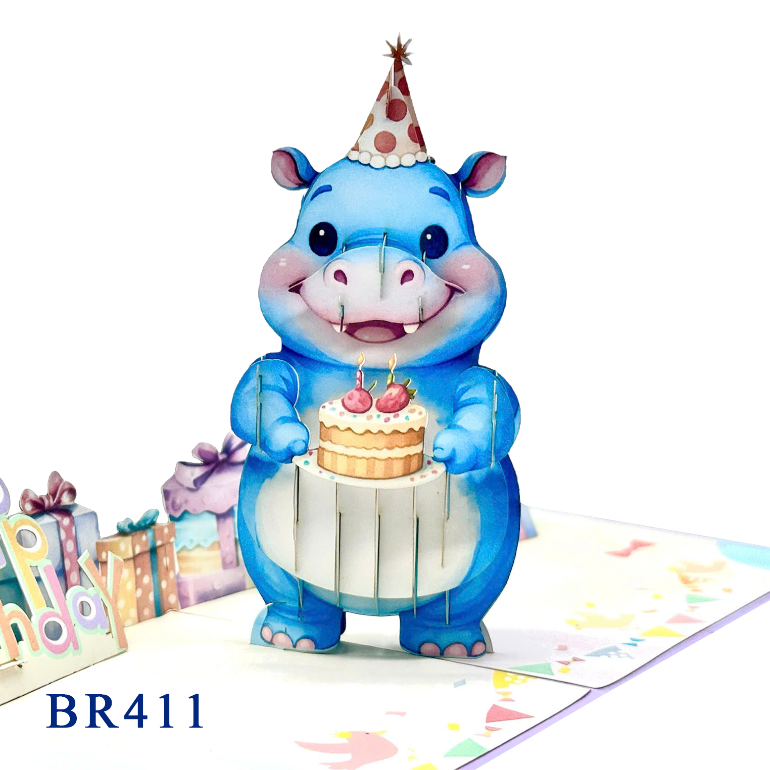 Hippo Birthday Pop-up Card
