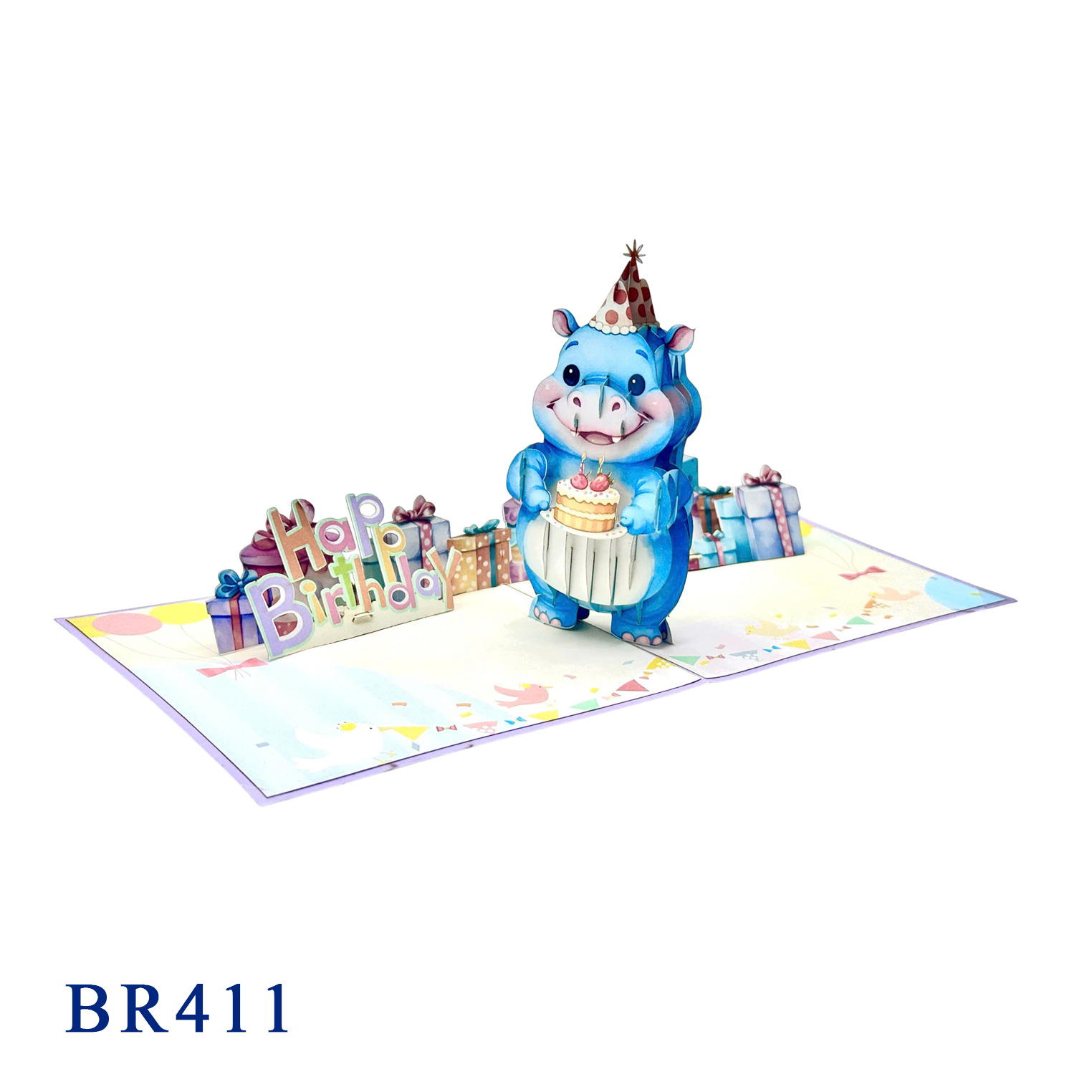Hippo Birthday Pop-up Card