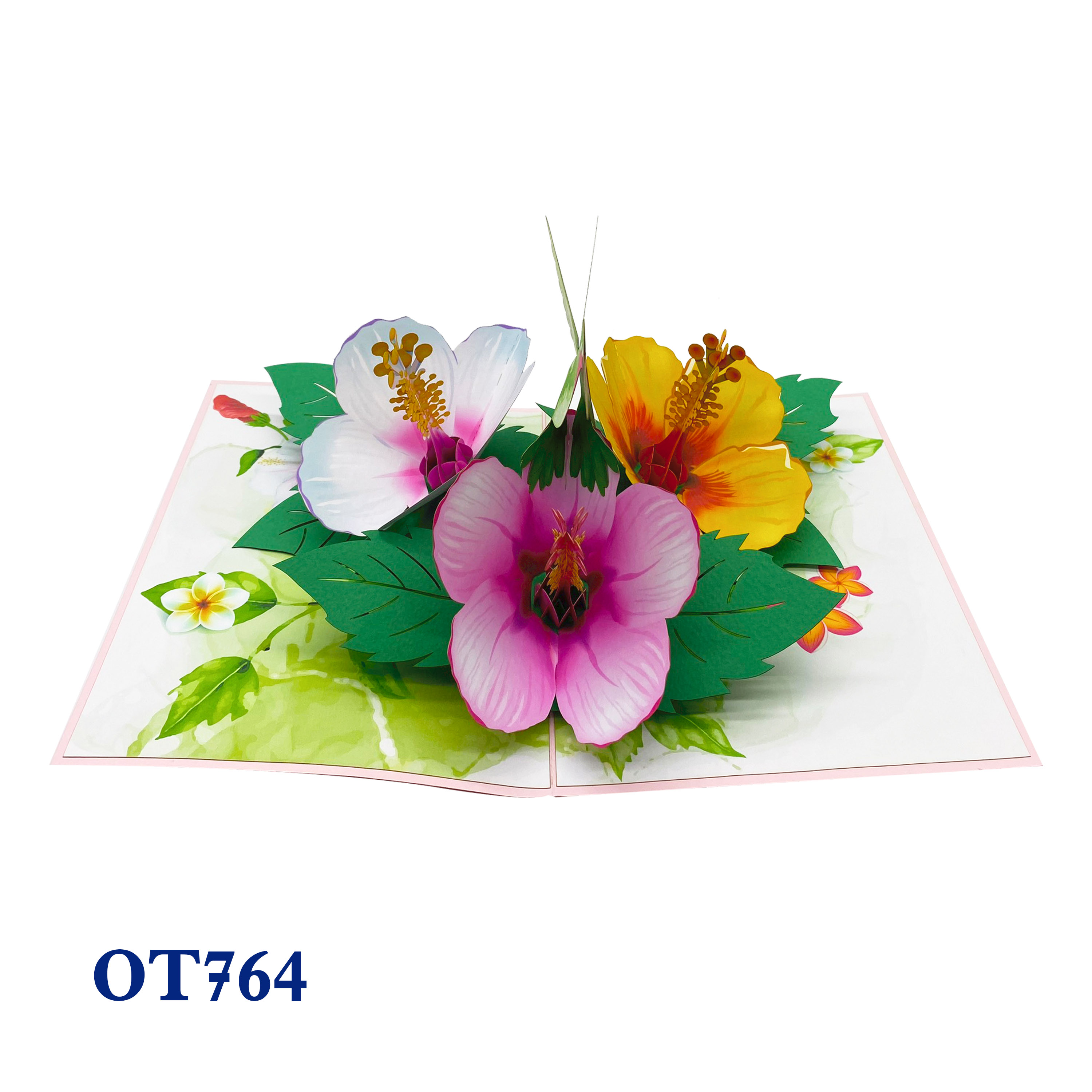 Green Hummingbird & Hibicus Pop Up Card