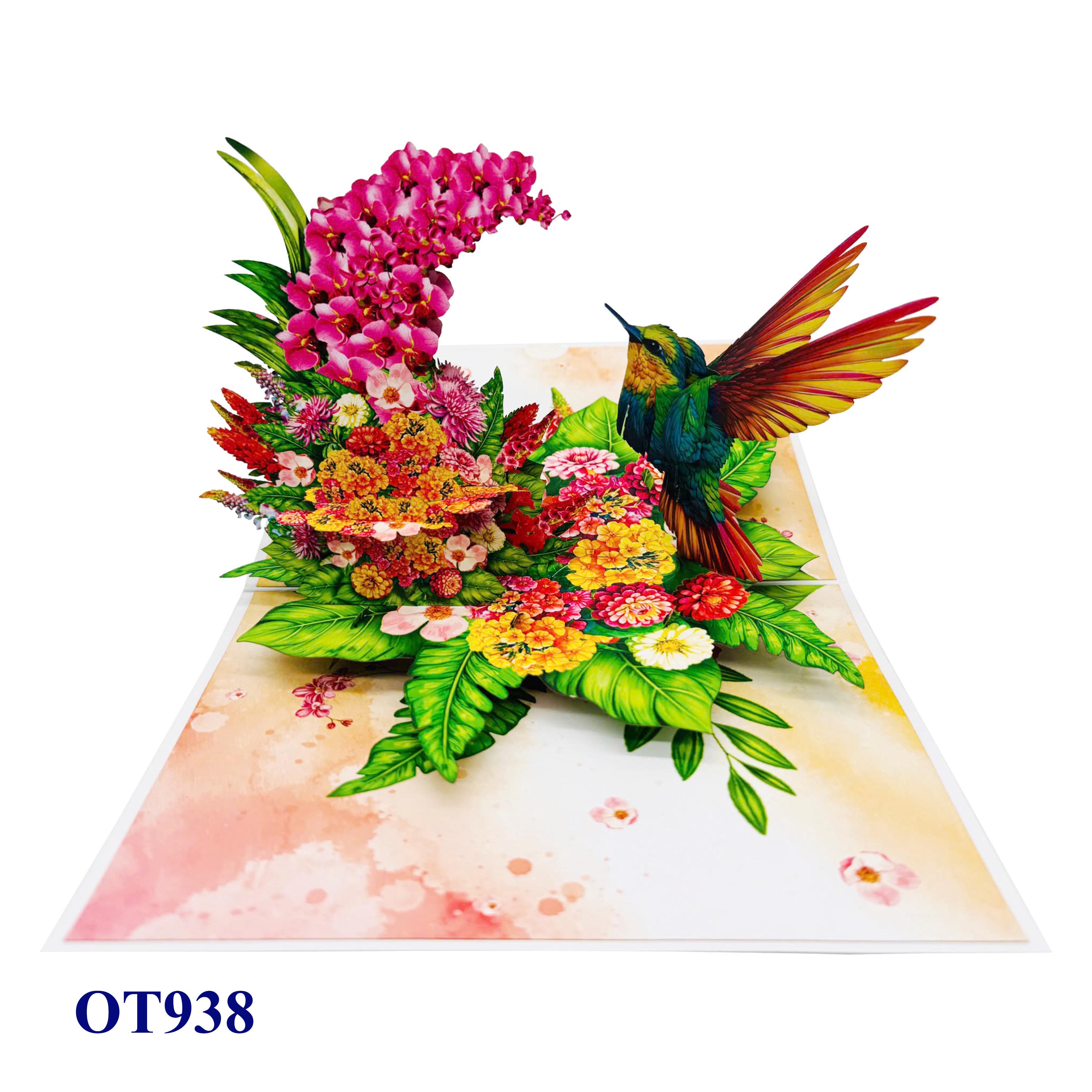 Hummingbird Orchids Pop Up Card