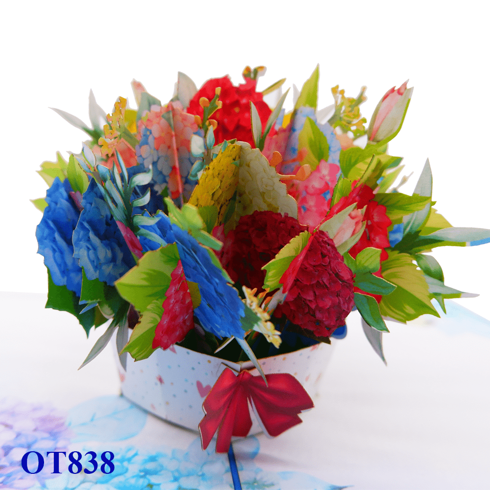 Hydrangea Basket Pop Up Card