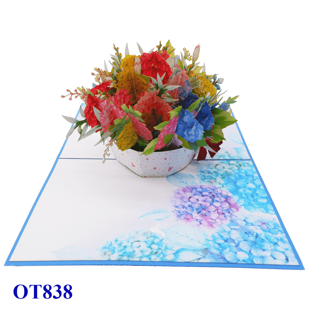 Hydrangea Basket Pop Up Card