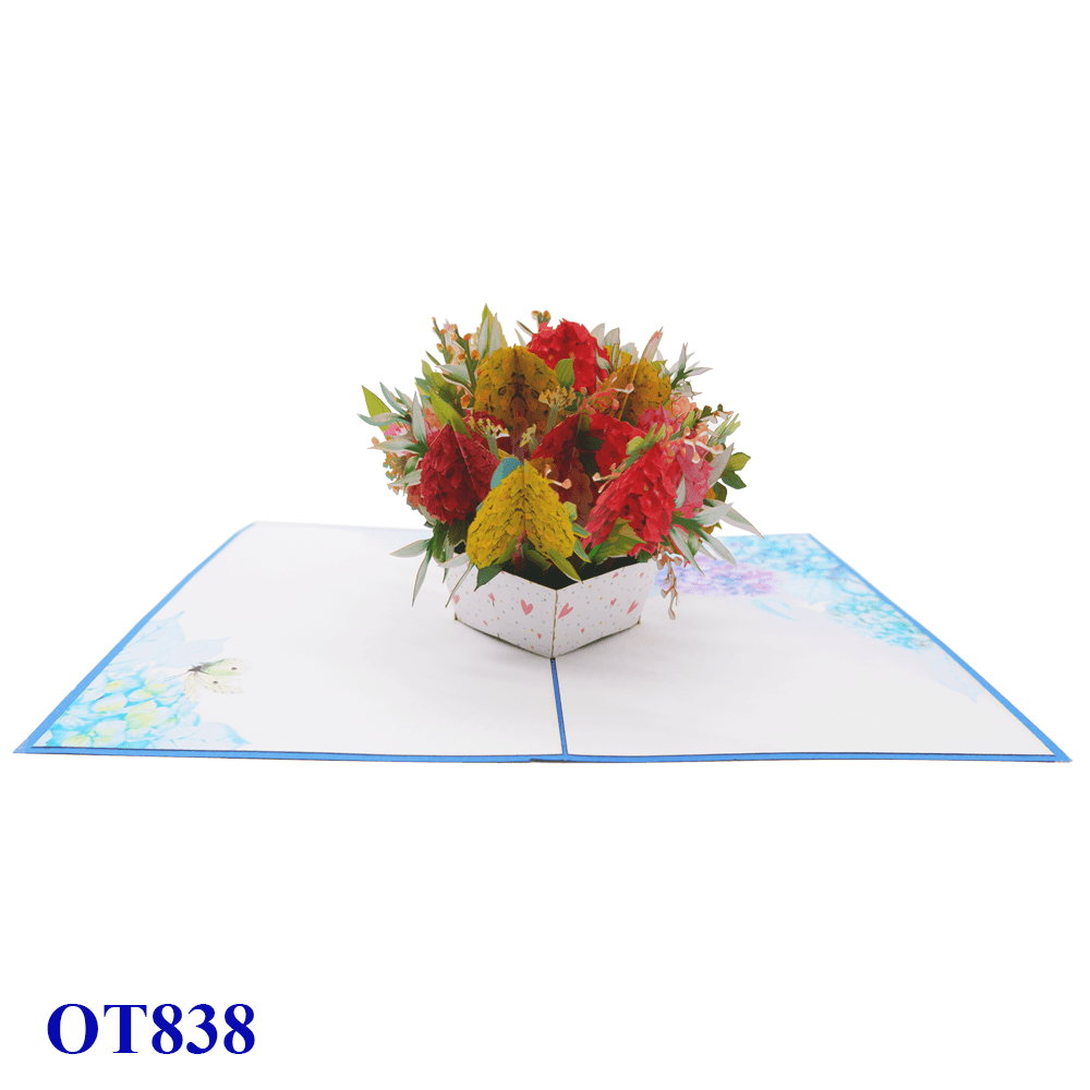 Hydrangea Basket Pop Up Card