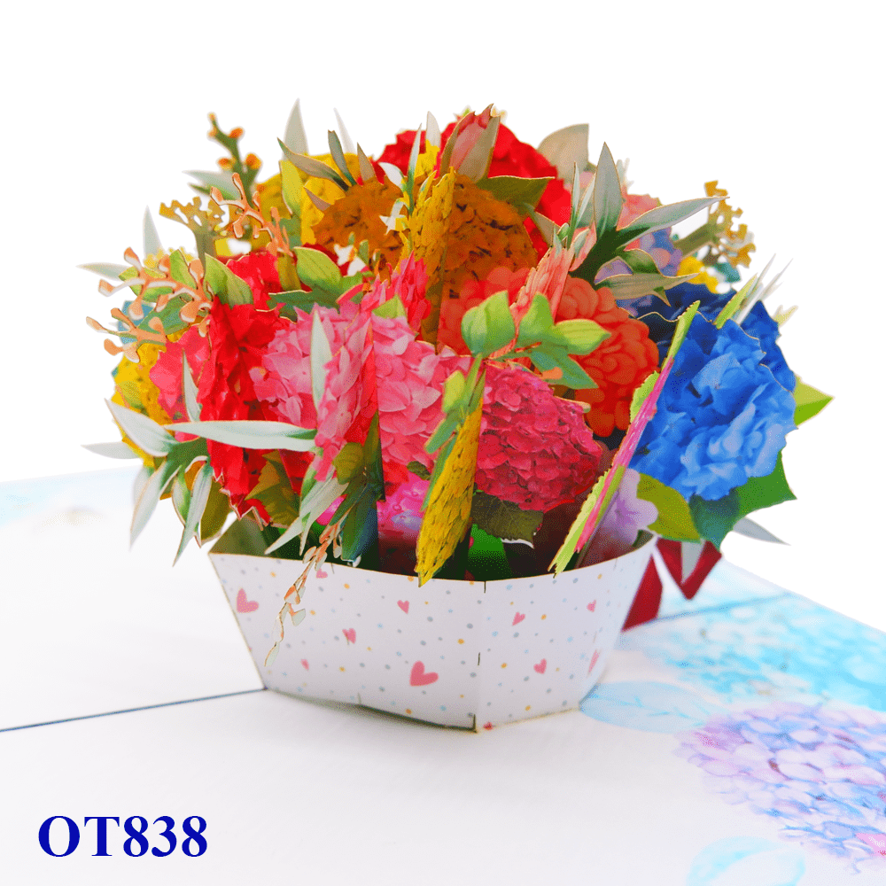 Hydrangea Basket Pop Up Card
