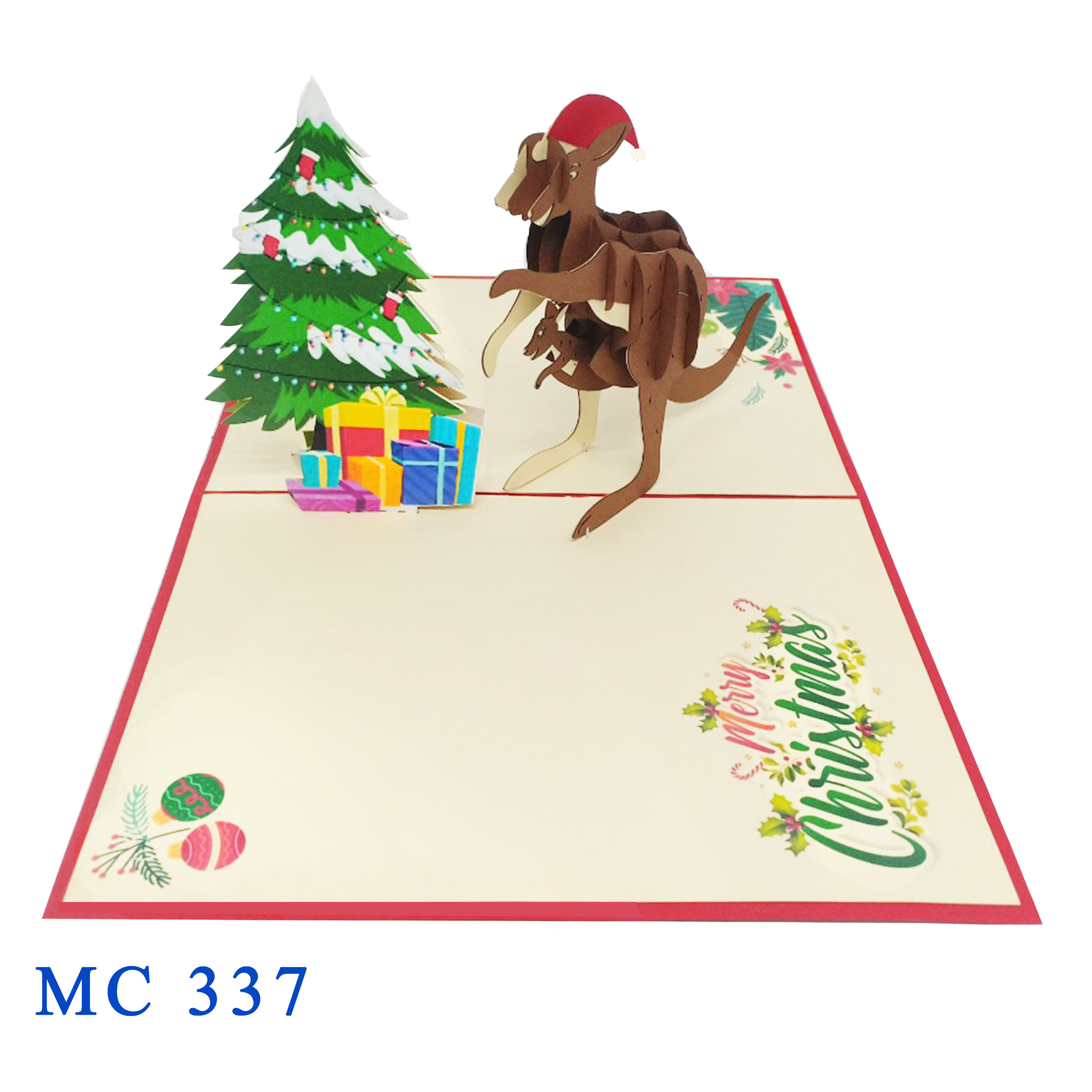 Kangaroo Noel Pop Up Card