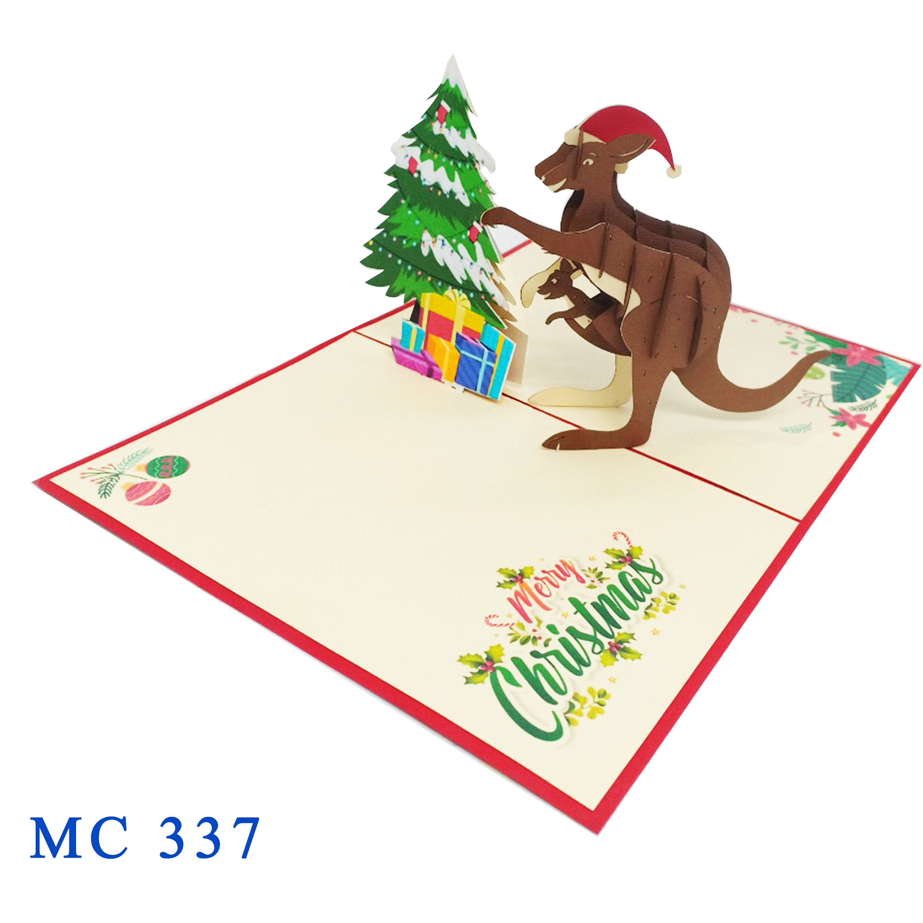 Kangaroo Noel Pop Up Card