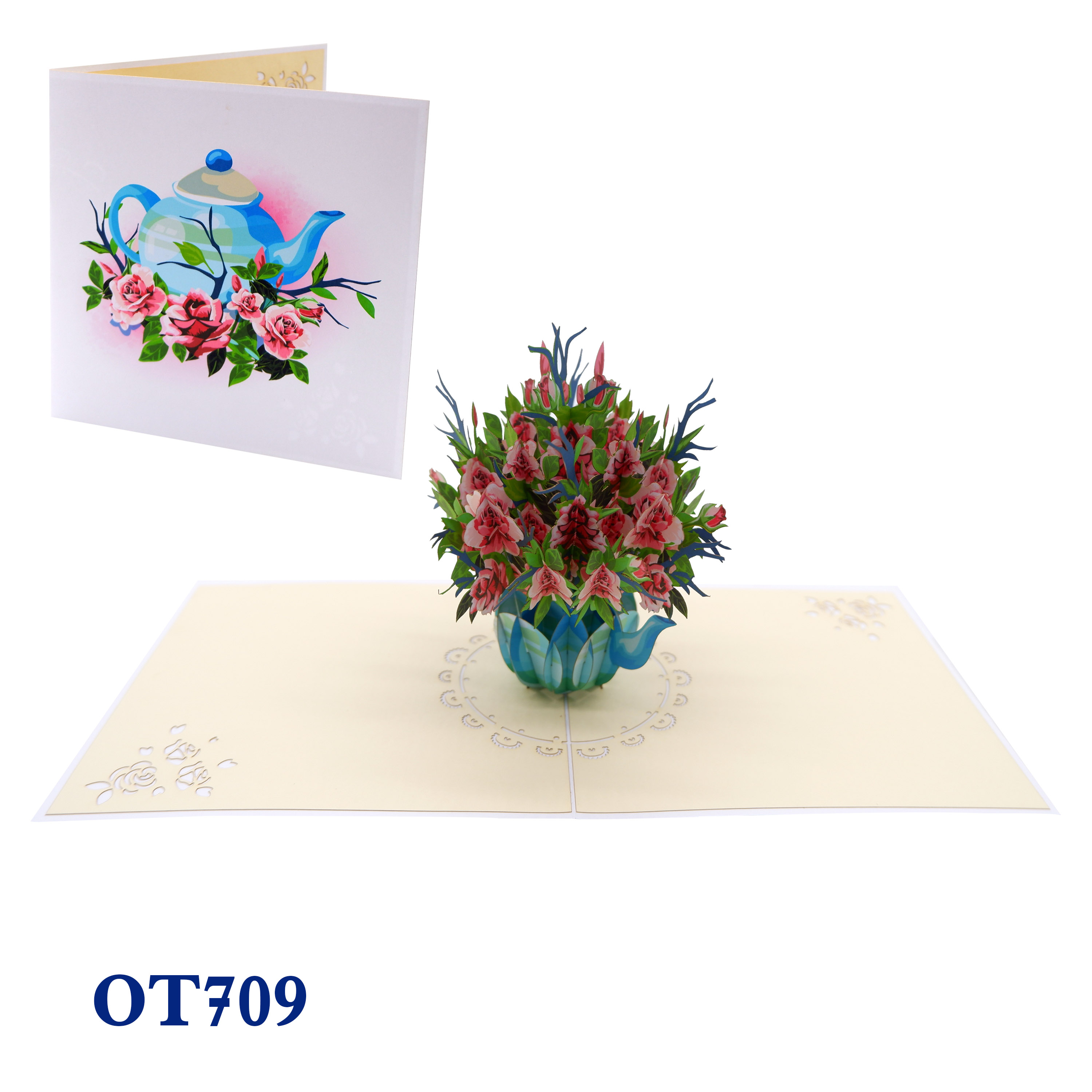 Kettle Flowers Pop Up Card