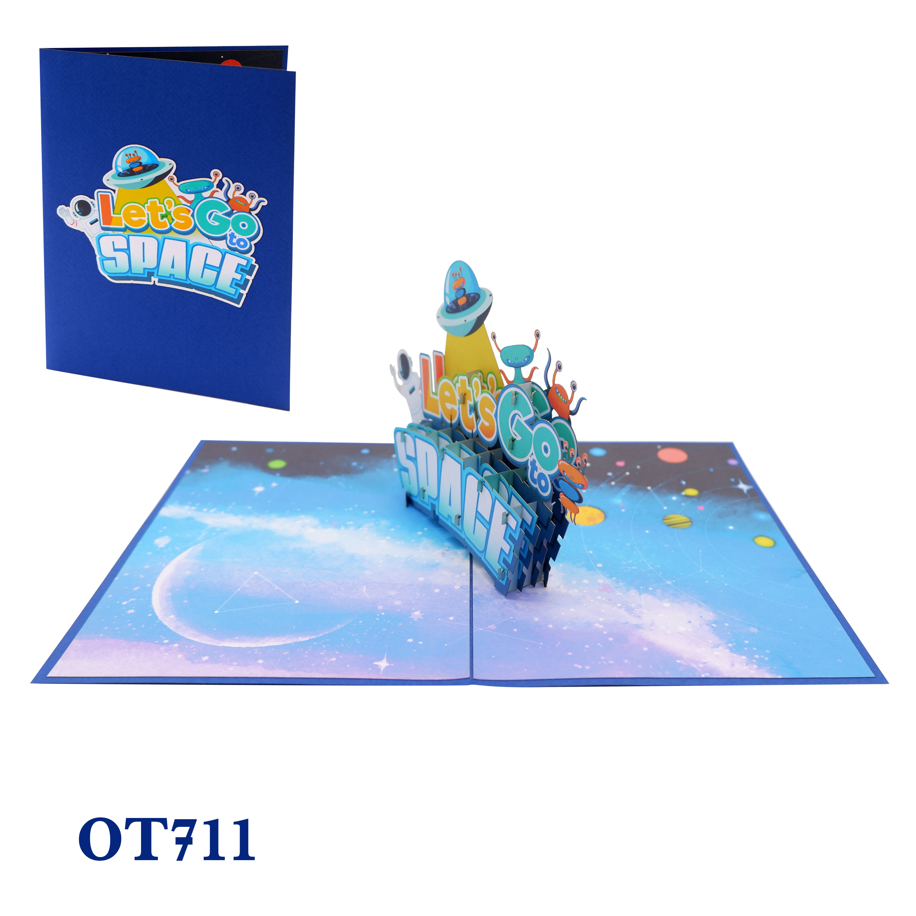 Let's Go Space Pop Up Card