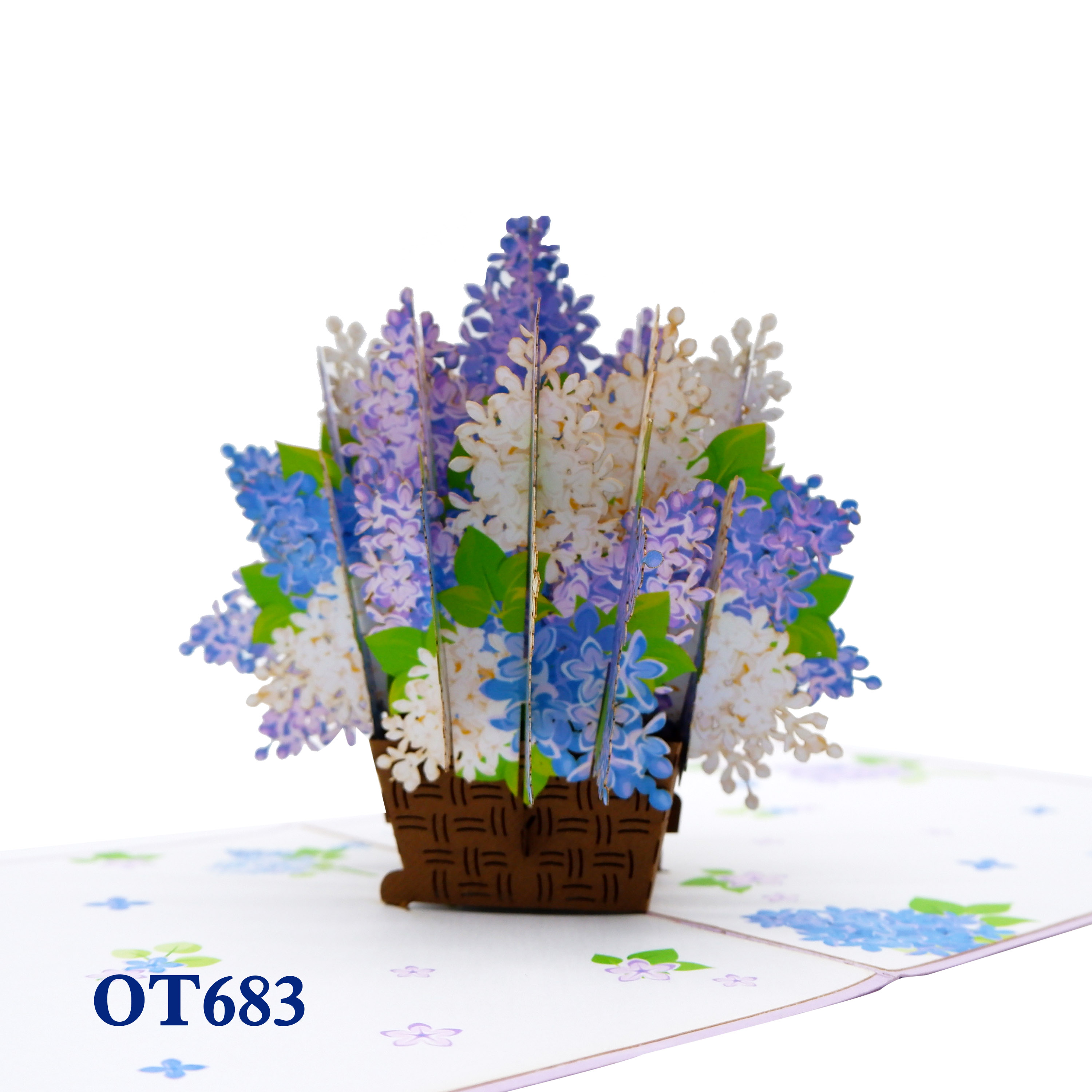 Lilac Basket Pop Up Card