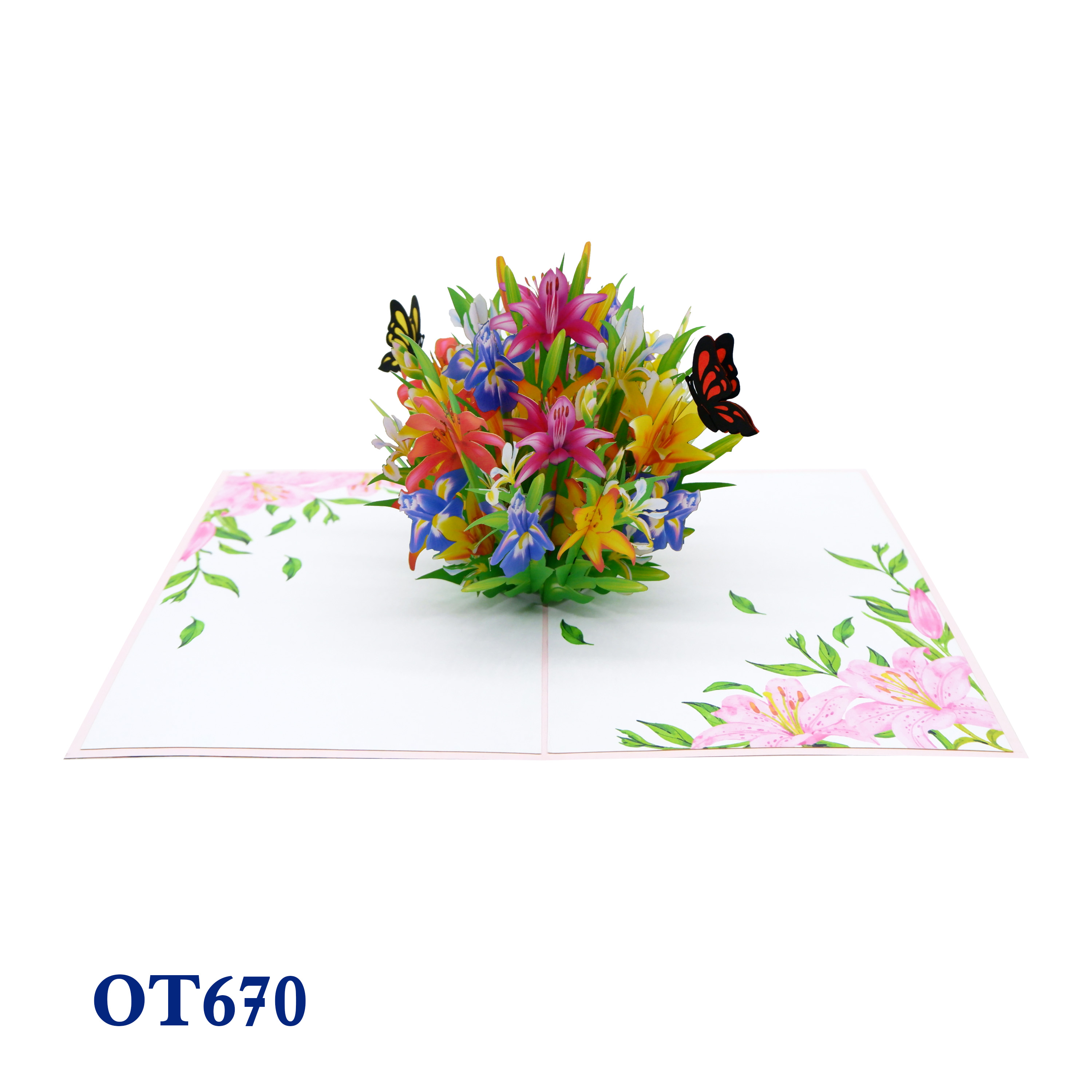 Colorful Lily Flowers Pop Up Card