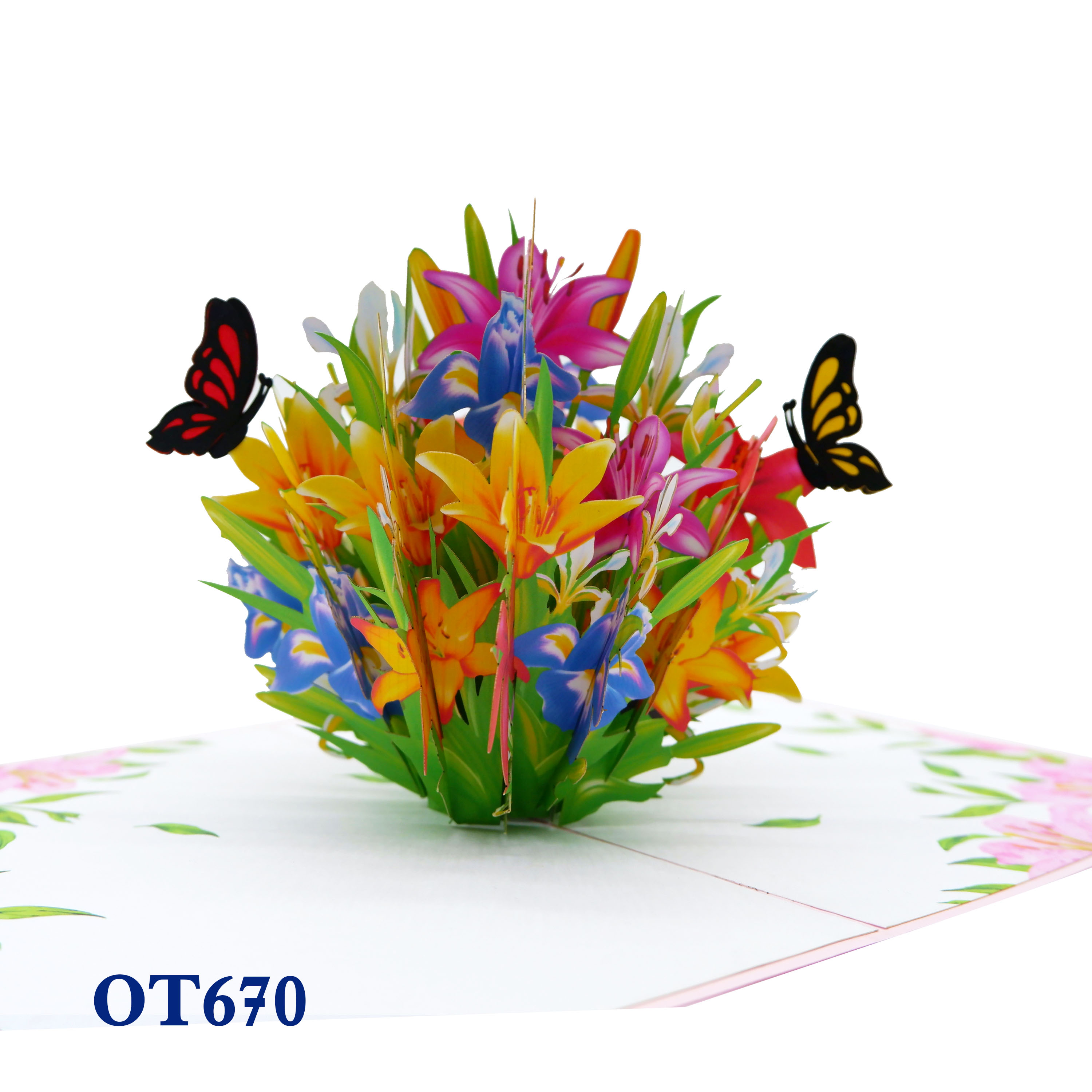 Colorful Lily Flowers Pop Up Card