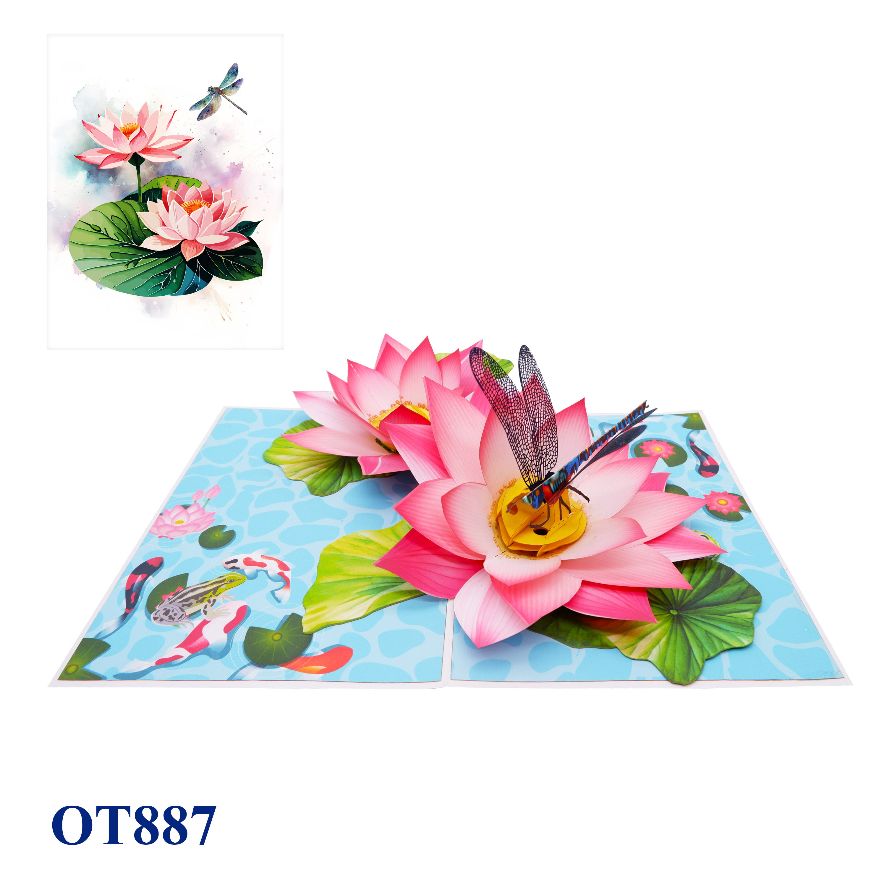 Lotus Dragonfly Pop Up Card