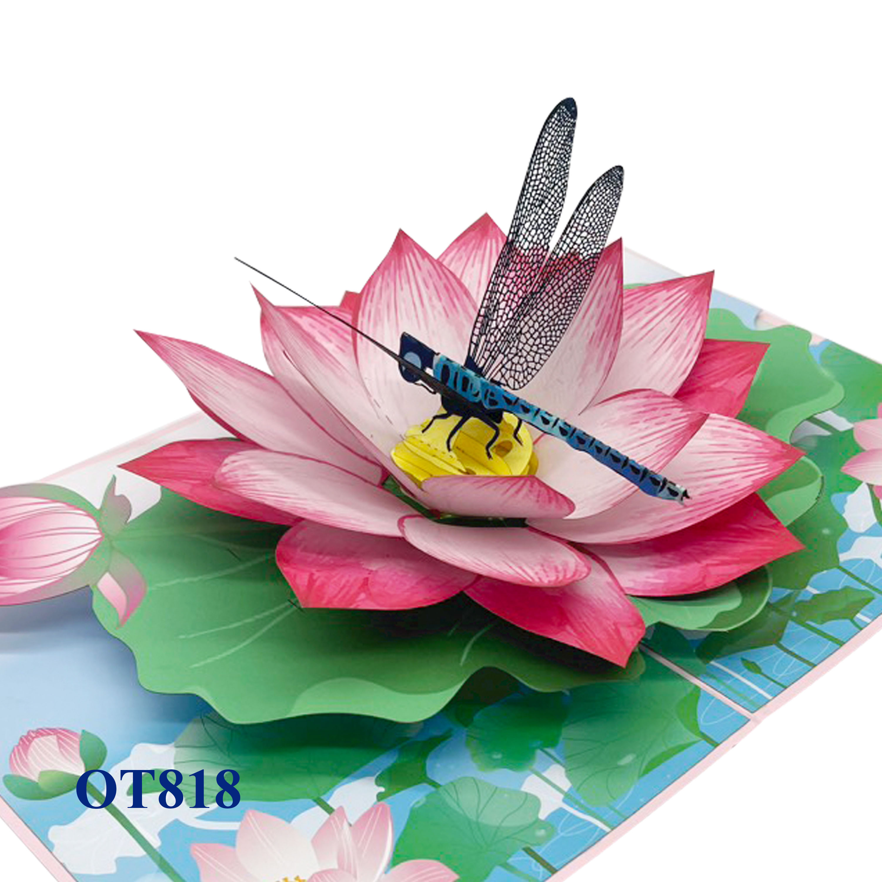 Lotus & Dragonfly Pop Up Card