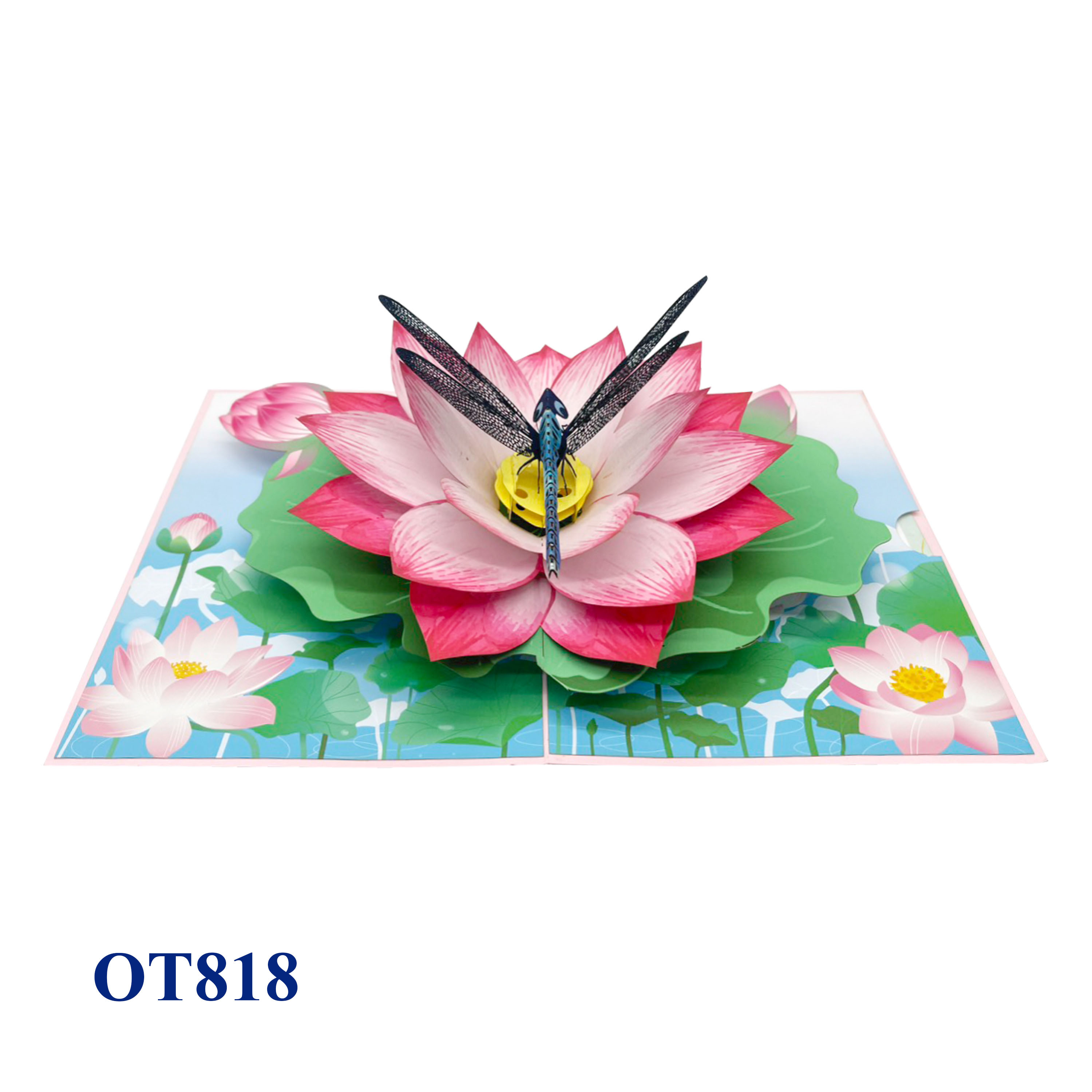 Lotus & Dragonfly Pop Up Card