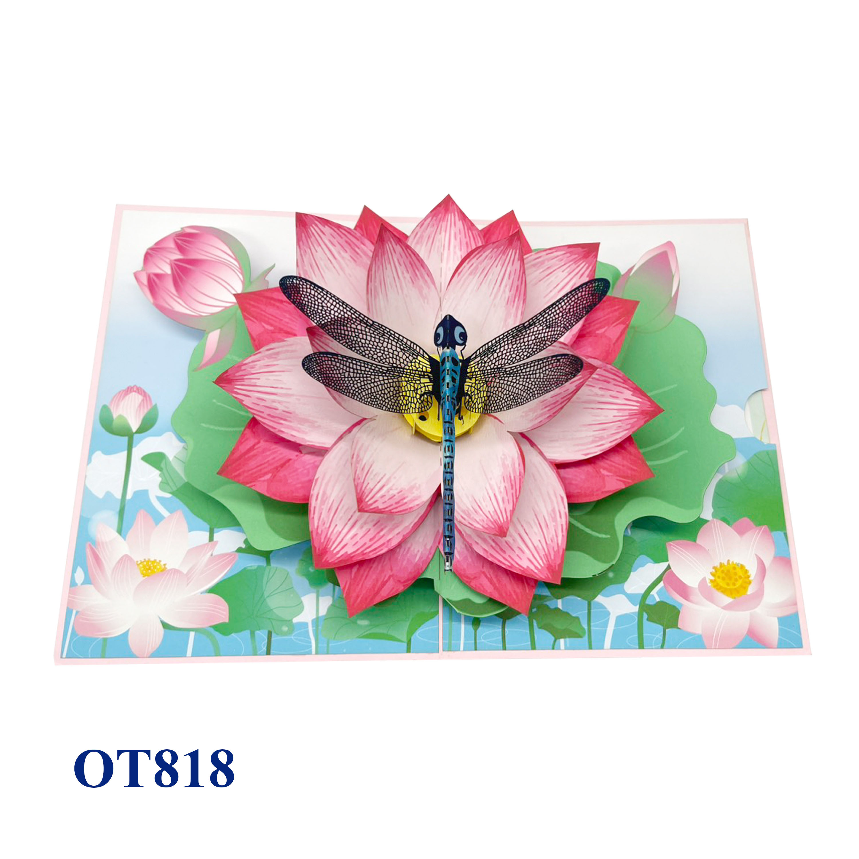 Lotus & Dragonfly Pop Up Card
