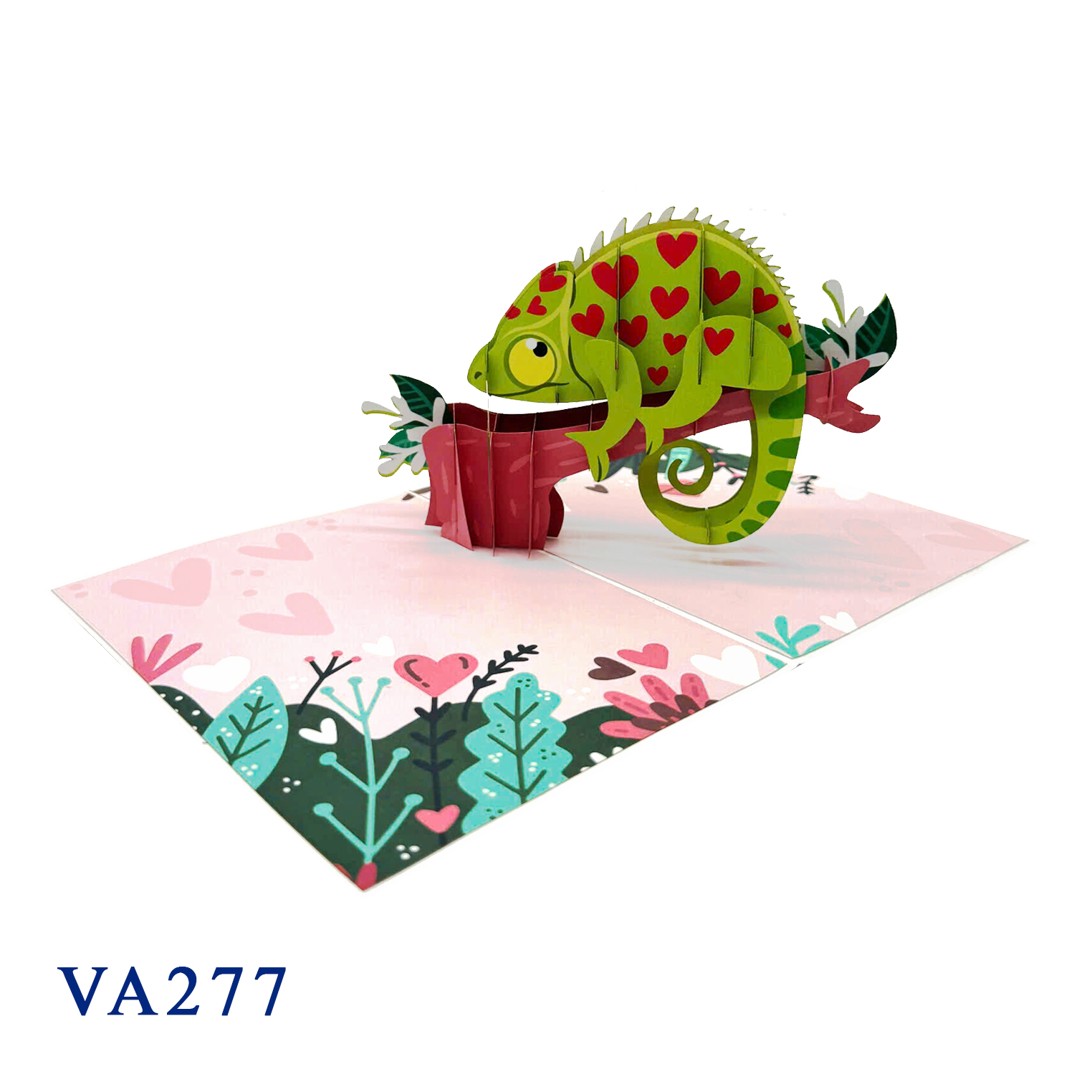 Love Heart Chameleon Pop Up Card