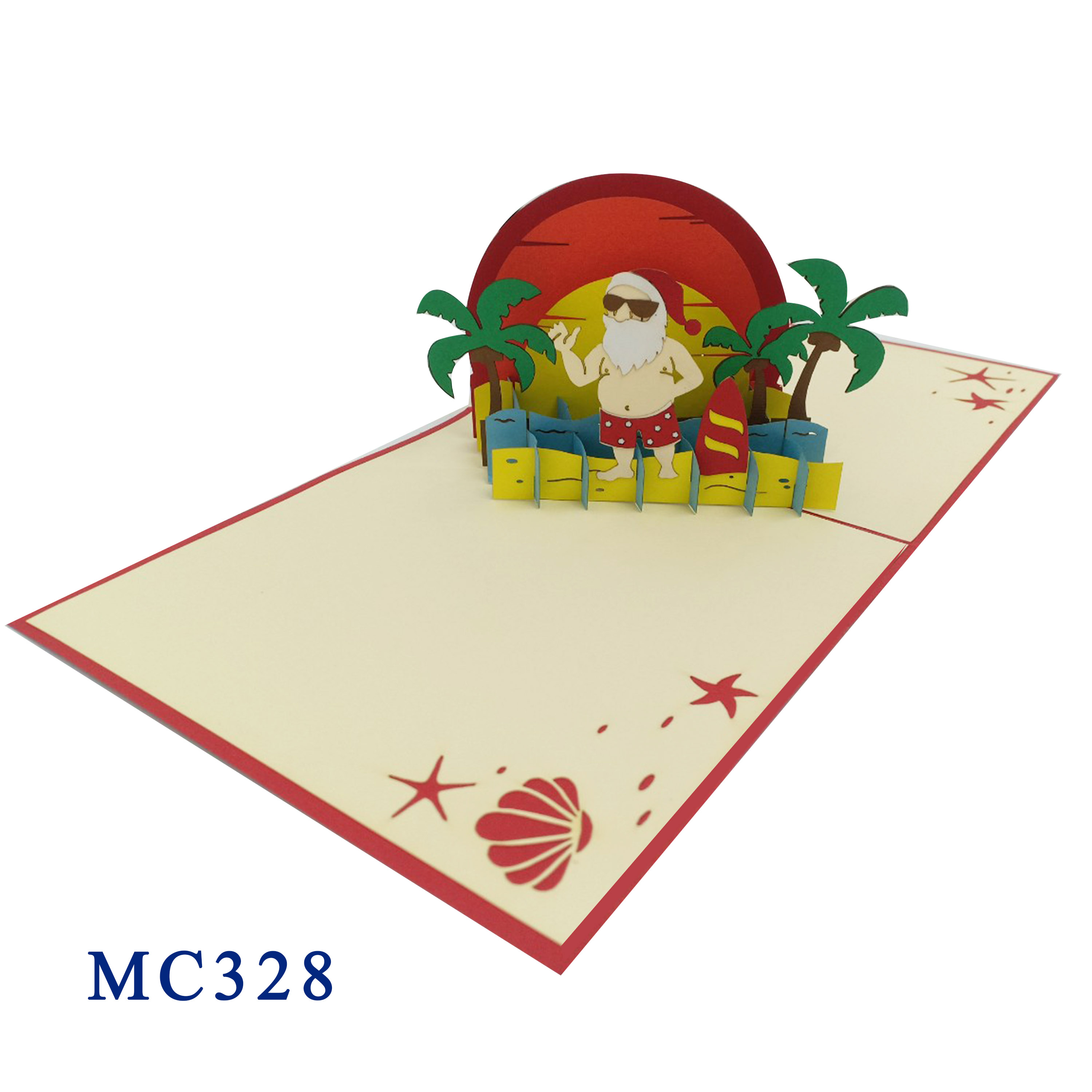 Santa Claus On The Beach Pop Up Card