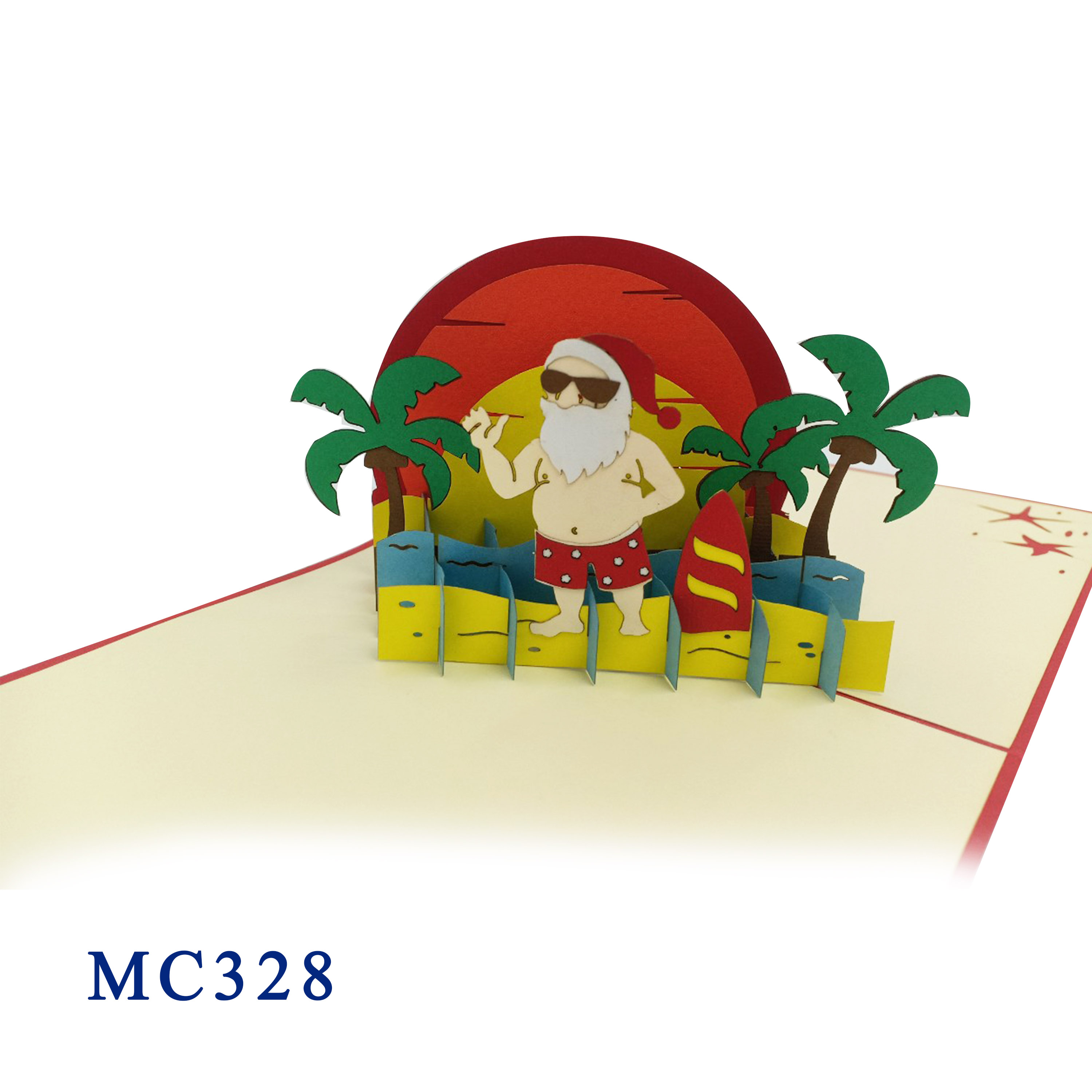 Santa Claus On The Beach Pop Up Card
