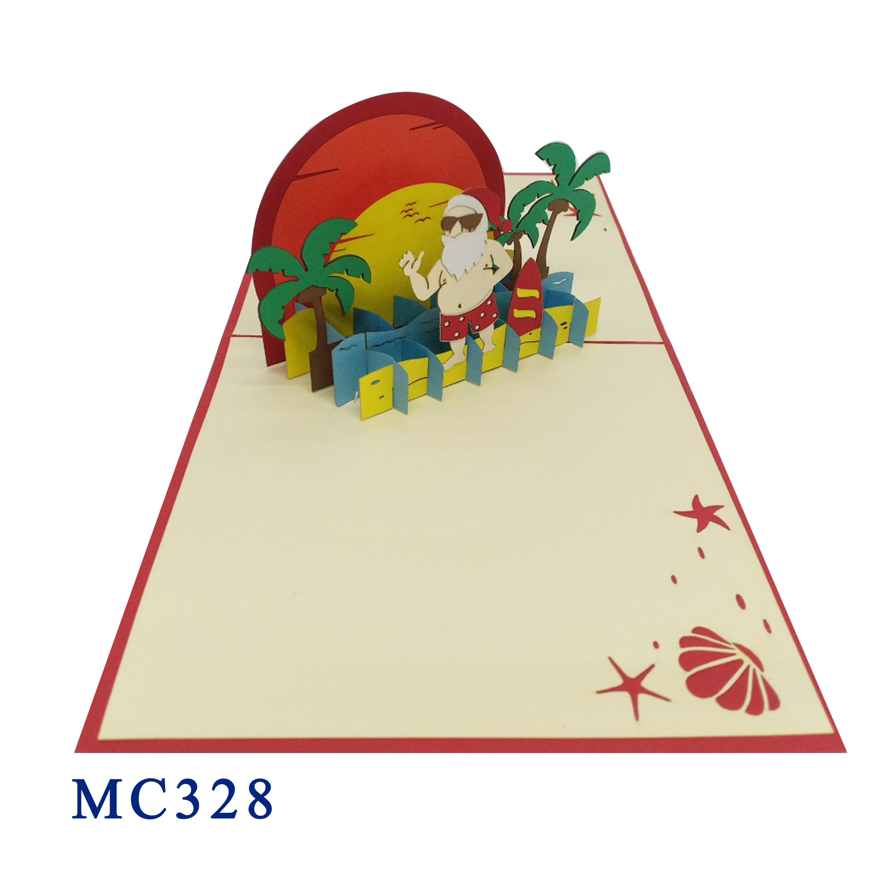 Santa Claus On The Beach Pop Up Card