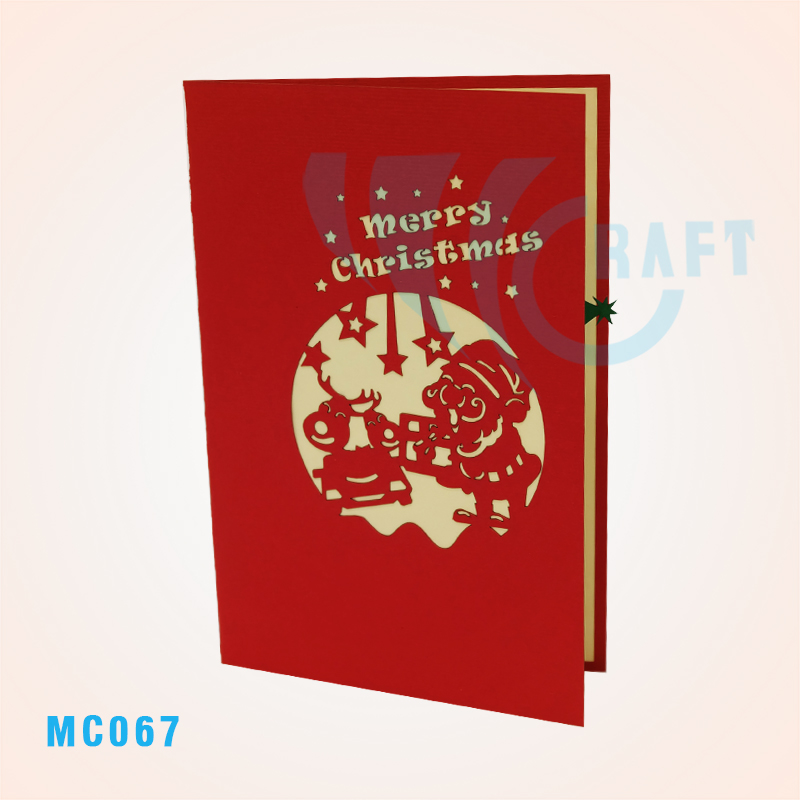Santa Claus With Reindeer Pop Up Card