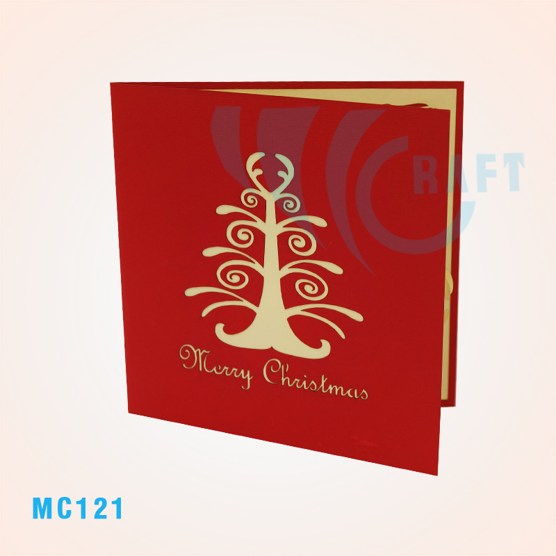 REINDEER UNDER TREE POP UP CARD