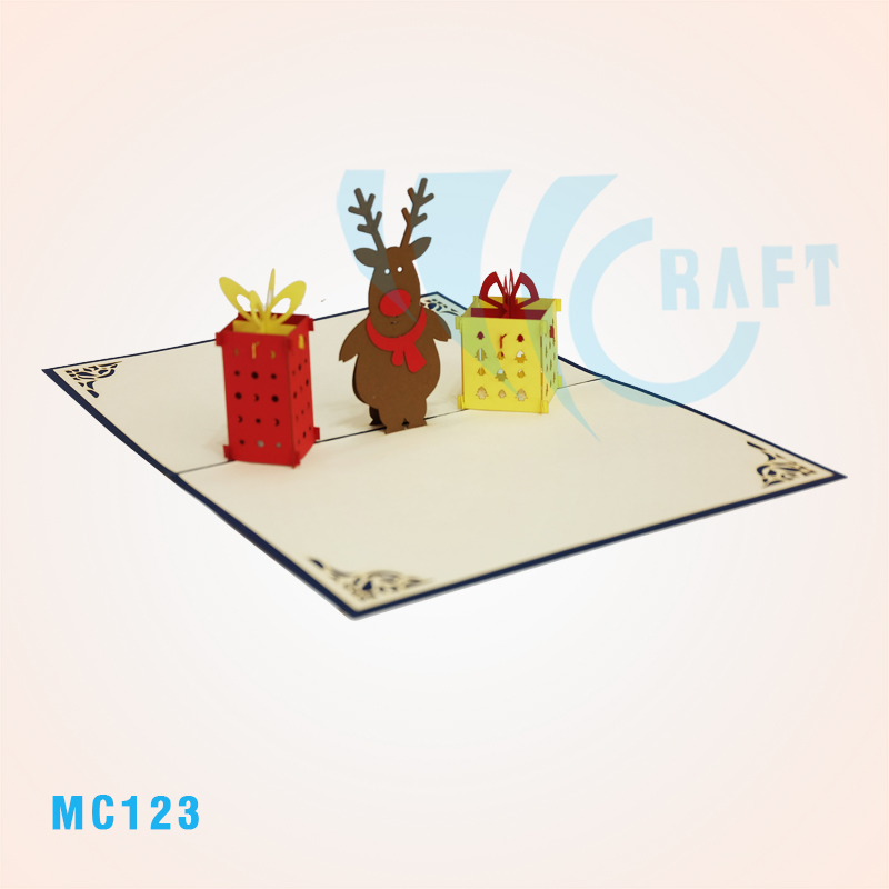 REINDEER AND NOEL GIFTS POP UP CARD