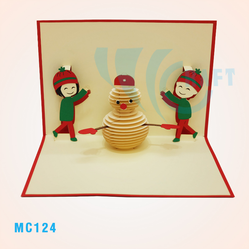 KIDS & NOEL SNOWMAN POP UP CARD