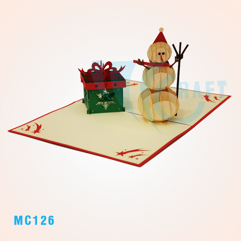 SNOWMAN AND NOEL PRESENT POP UP CARD