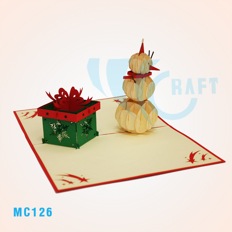 SNOWMAN AND NOEL PRESENT POP UP CARD