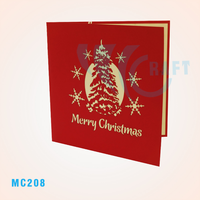 Pop-up Christmas Card – Red House & Snowy Pine Tree