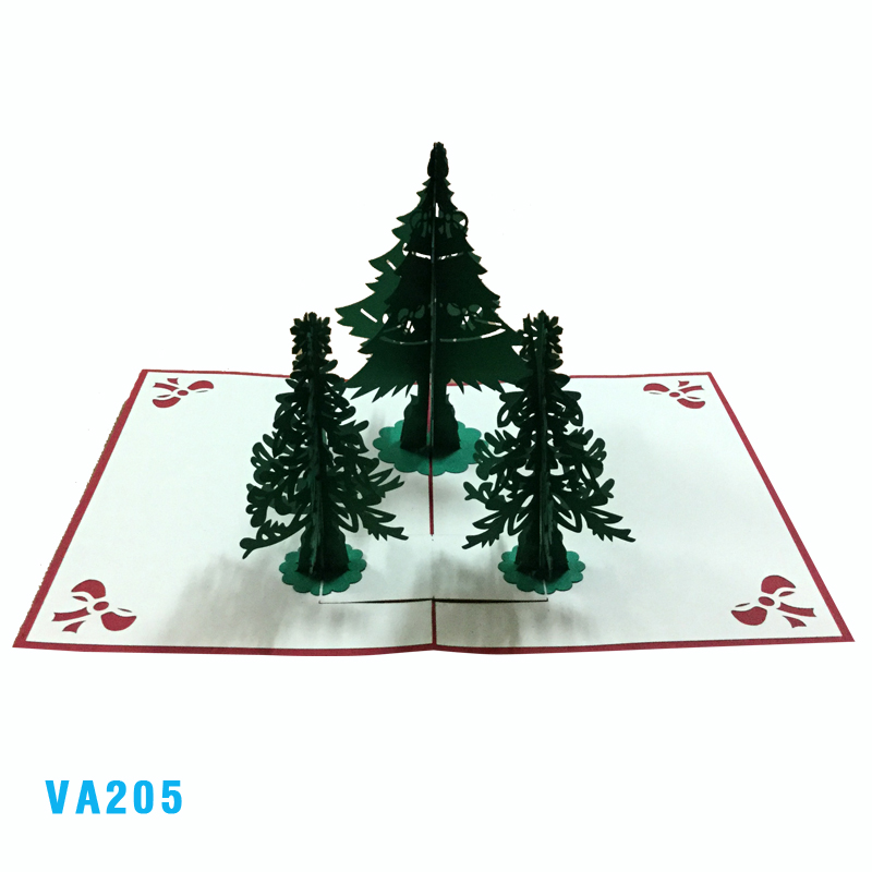 Green Noel Trees Pop Up Card