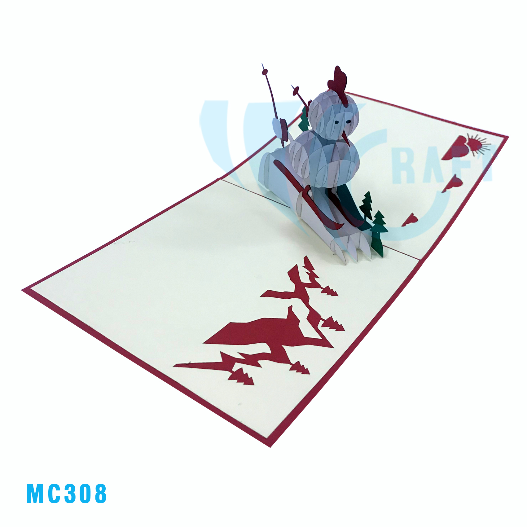 WHITE SNOWMAN 3D POP UP CARD