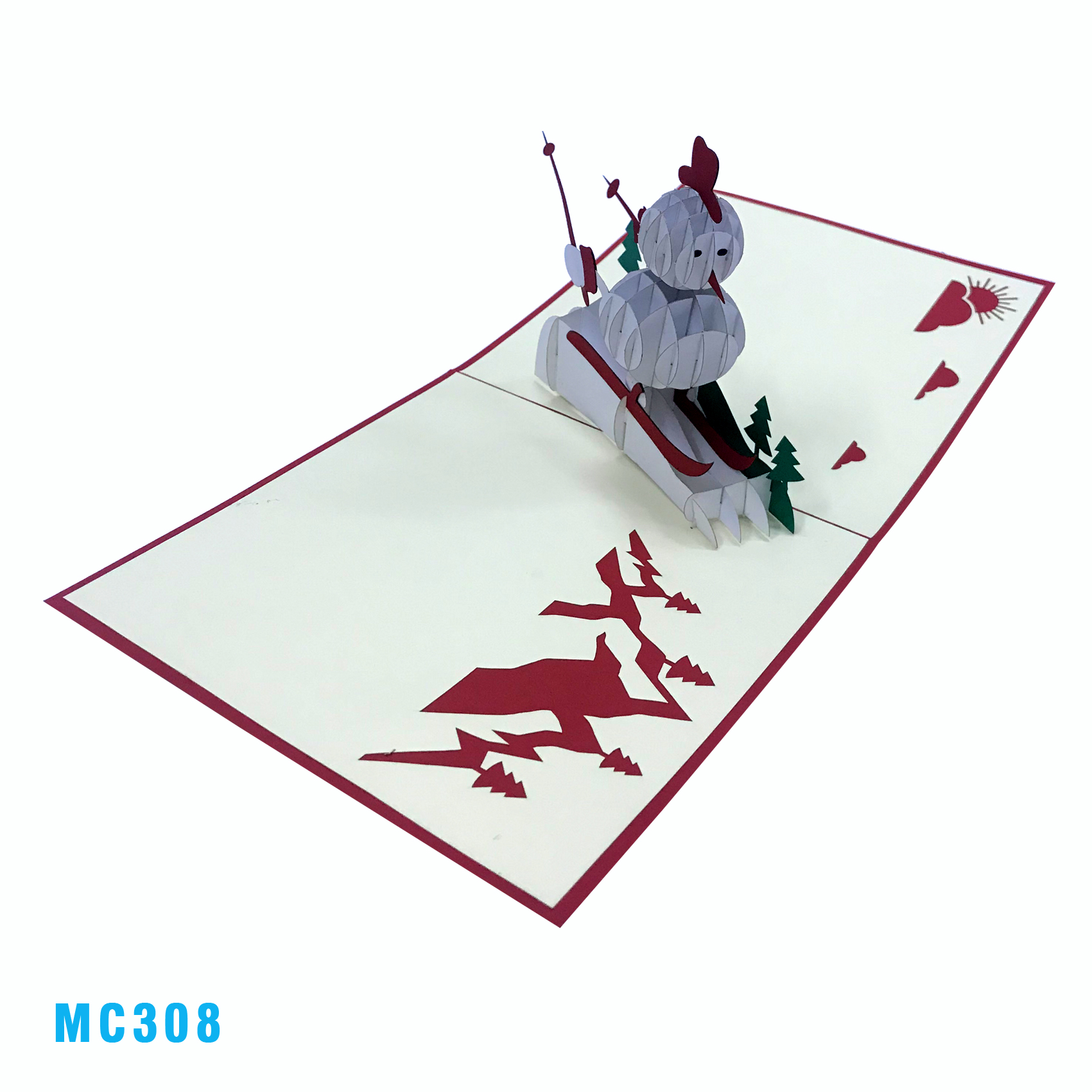 WHITE SNOWMAN 3D POP UP CARD