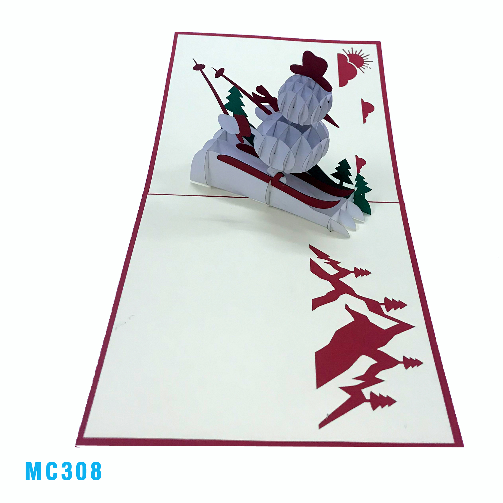 WHITE SNOWMAN 3D POP UP CARD
