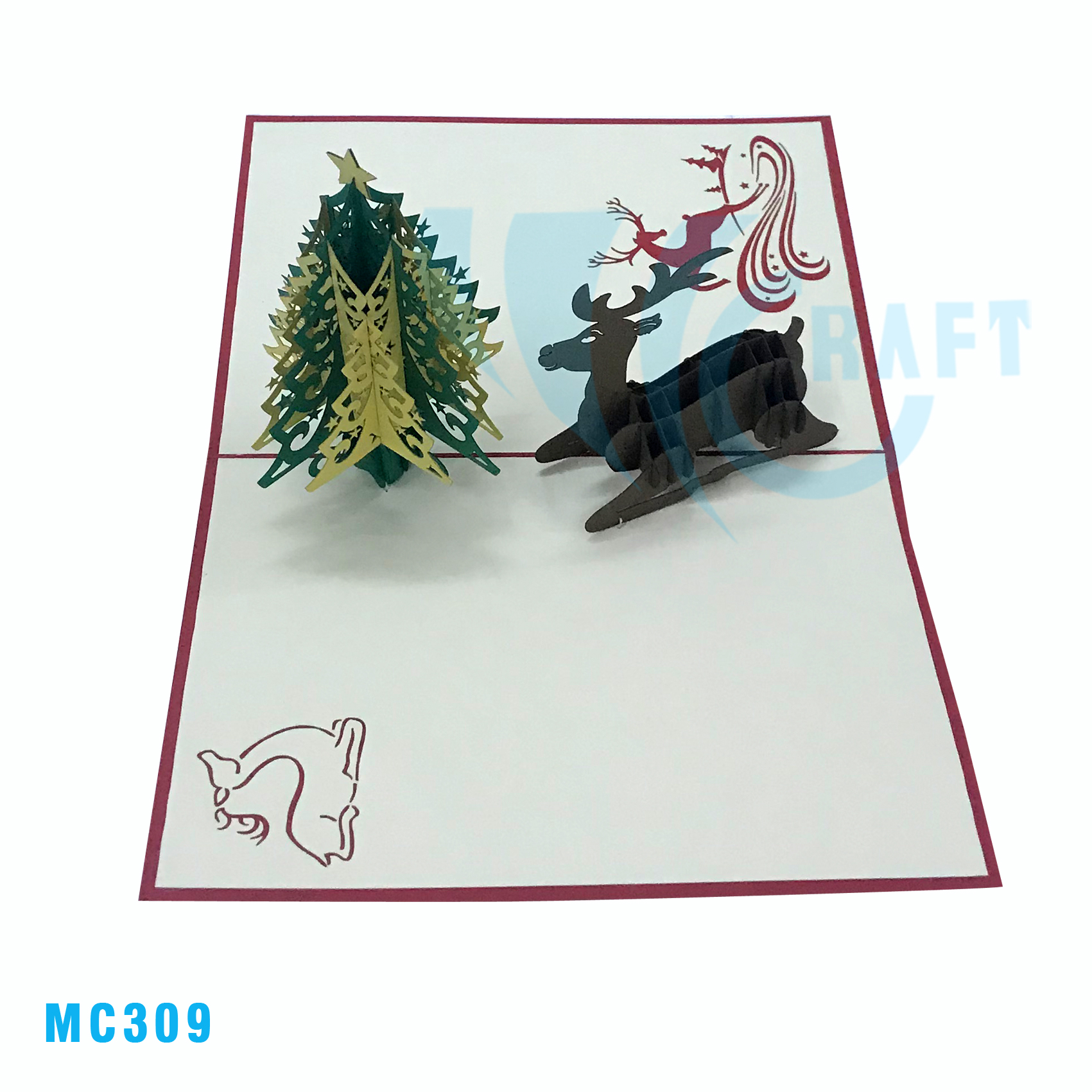 NOEL TREE & REINDEER 3D POP UP CARD