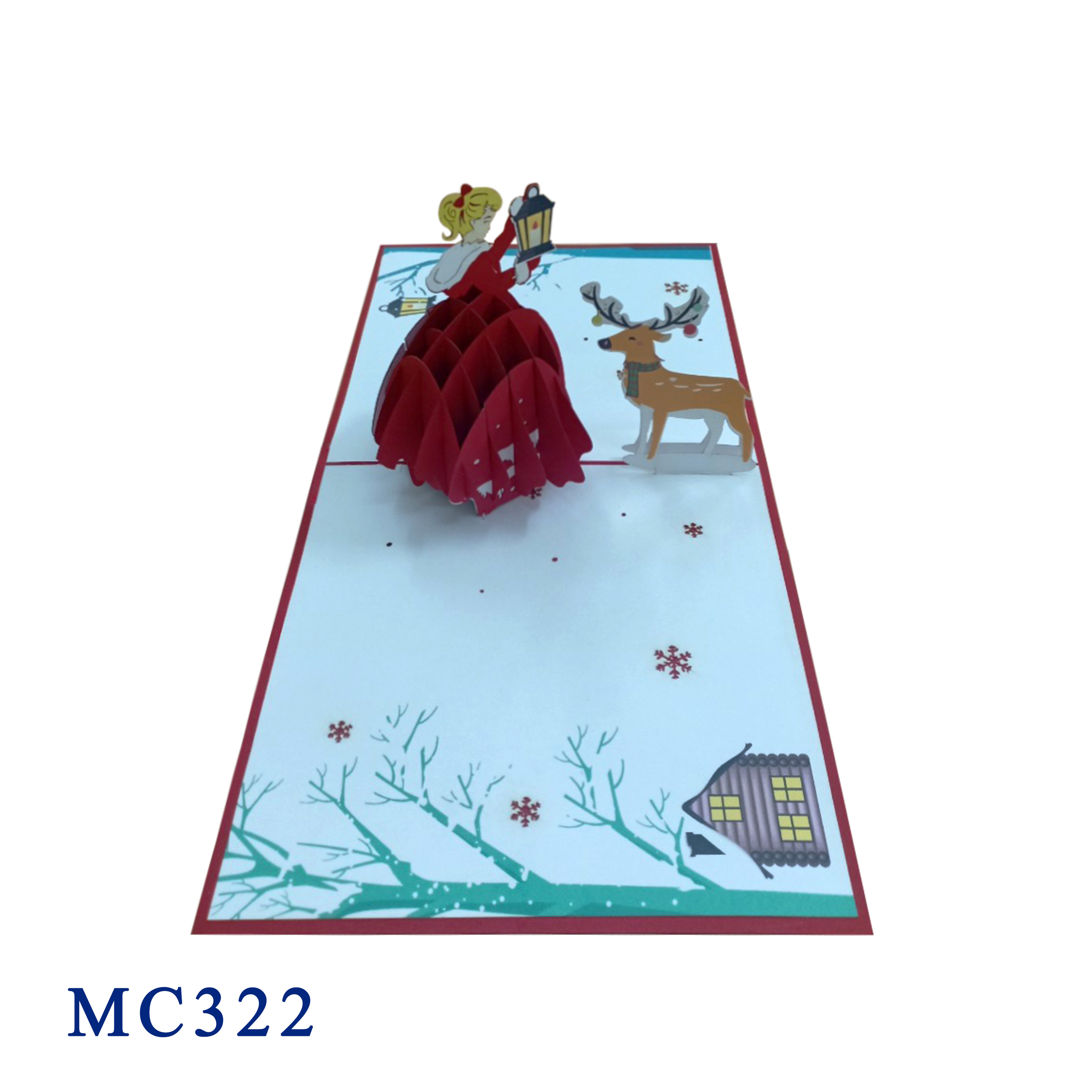 Lady In Red Pop Up Card