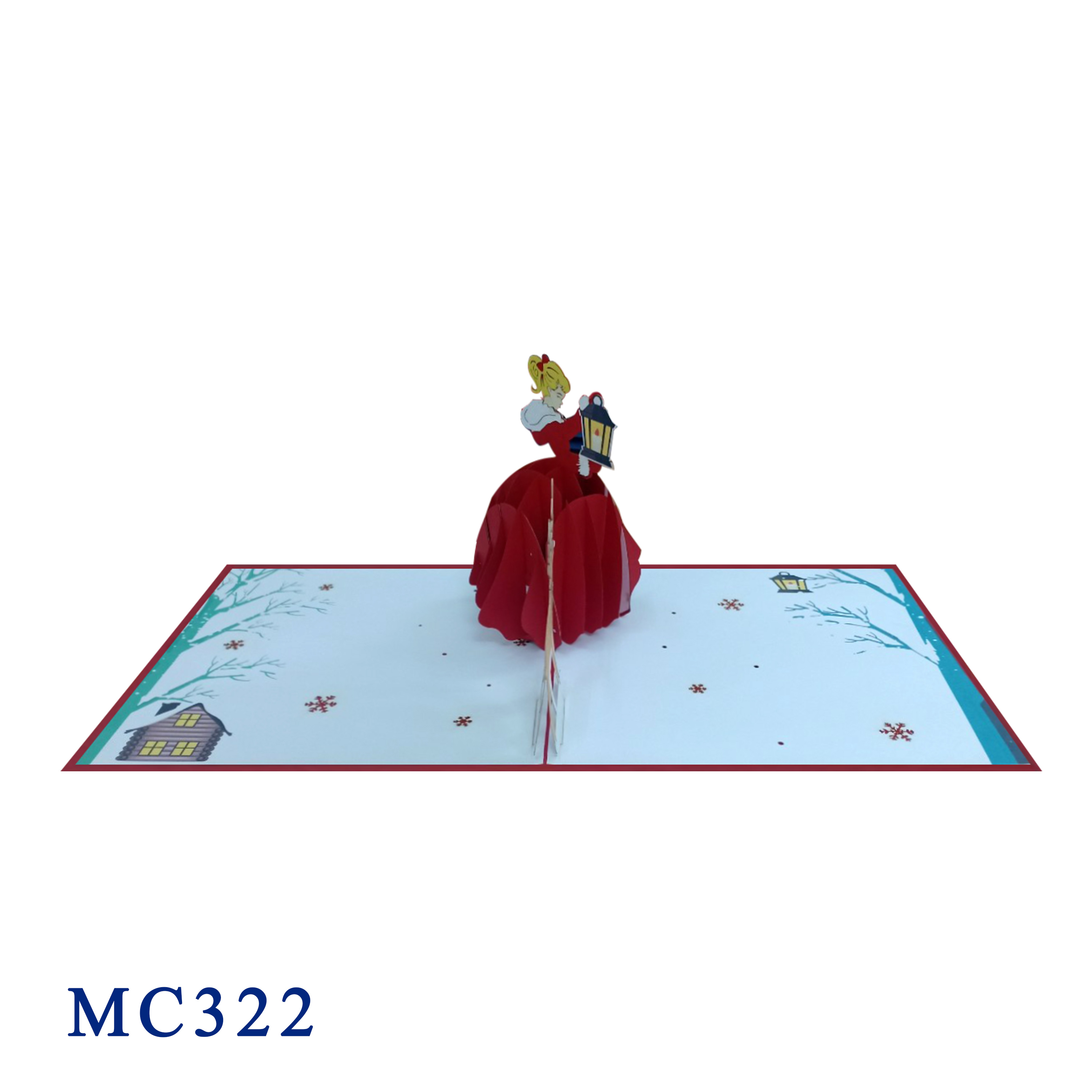 Lady In Red Pop Up Card