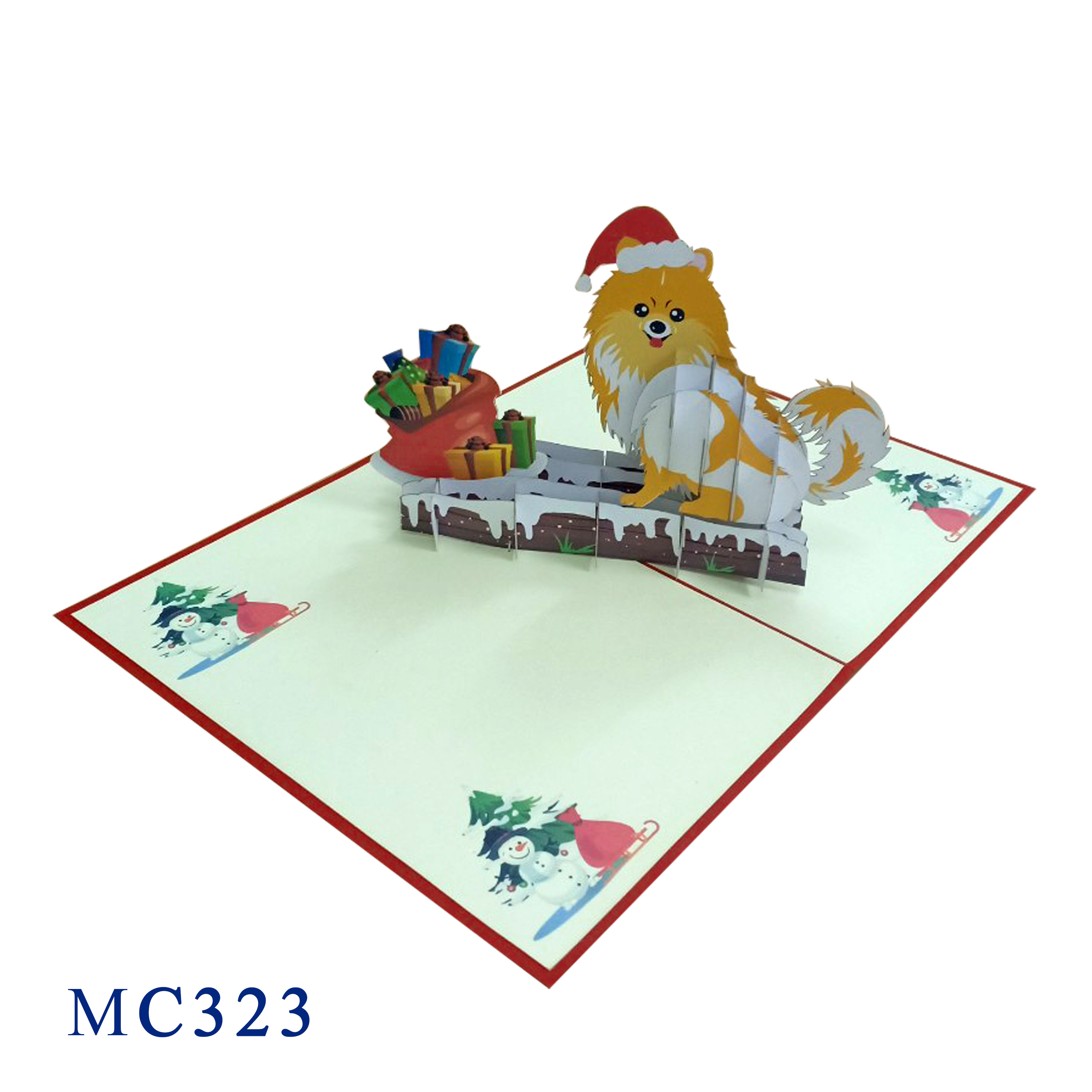 Puppy With Noel Gifts Pop Up Card