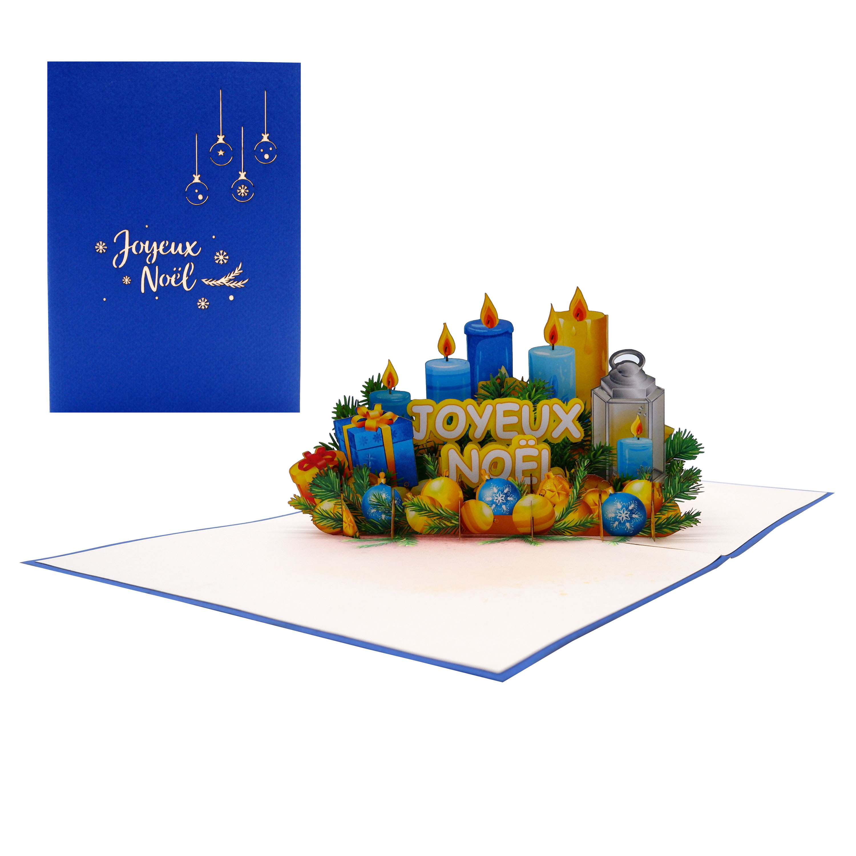 Christmas Candle Pop-Up Card – Multilingual 3D Holiday Greeting Card
