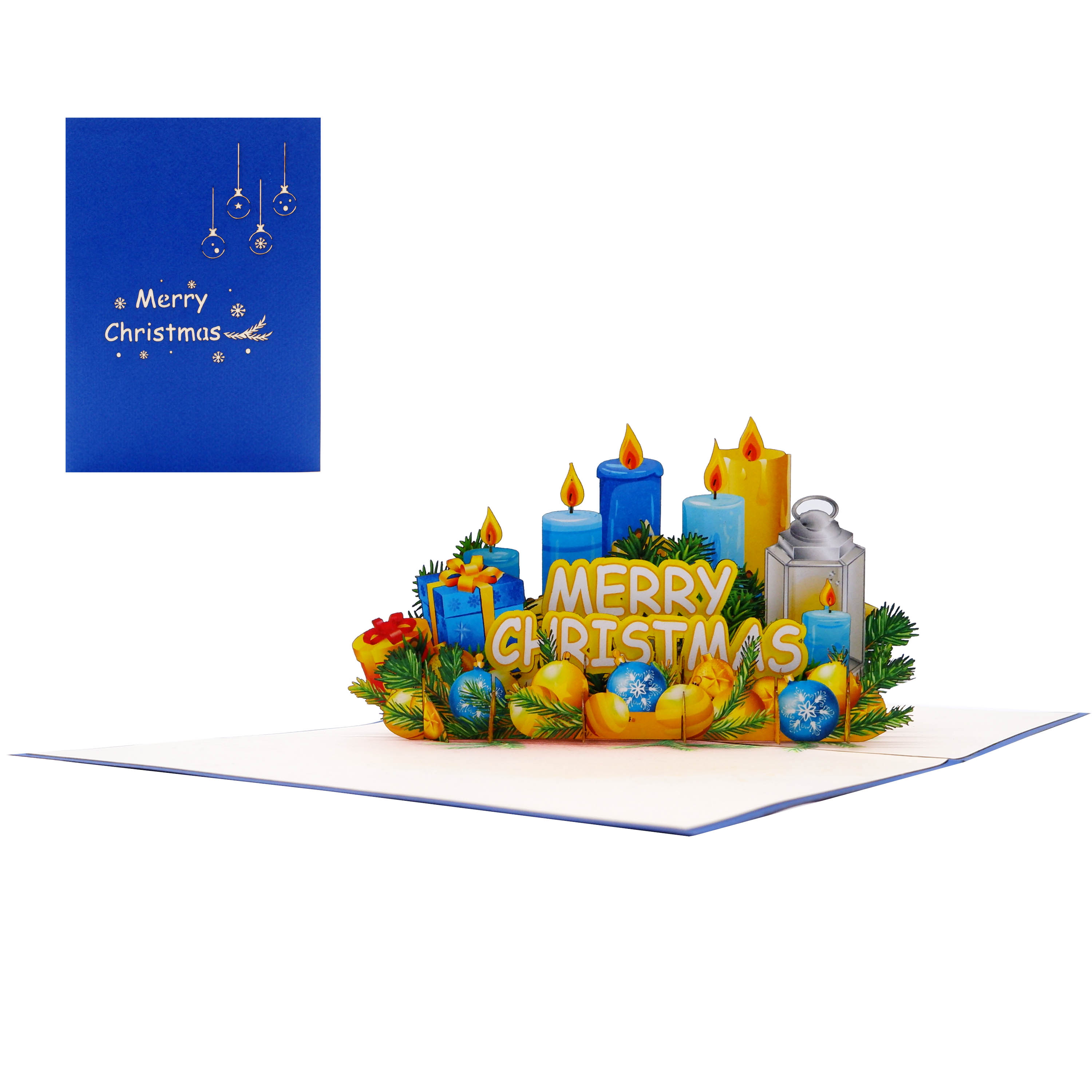 Christmas Candle Pop-Up Card – Multilingual 3D Holiday Greeting Card