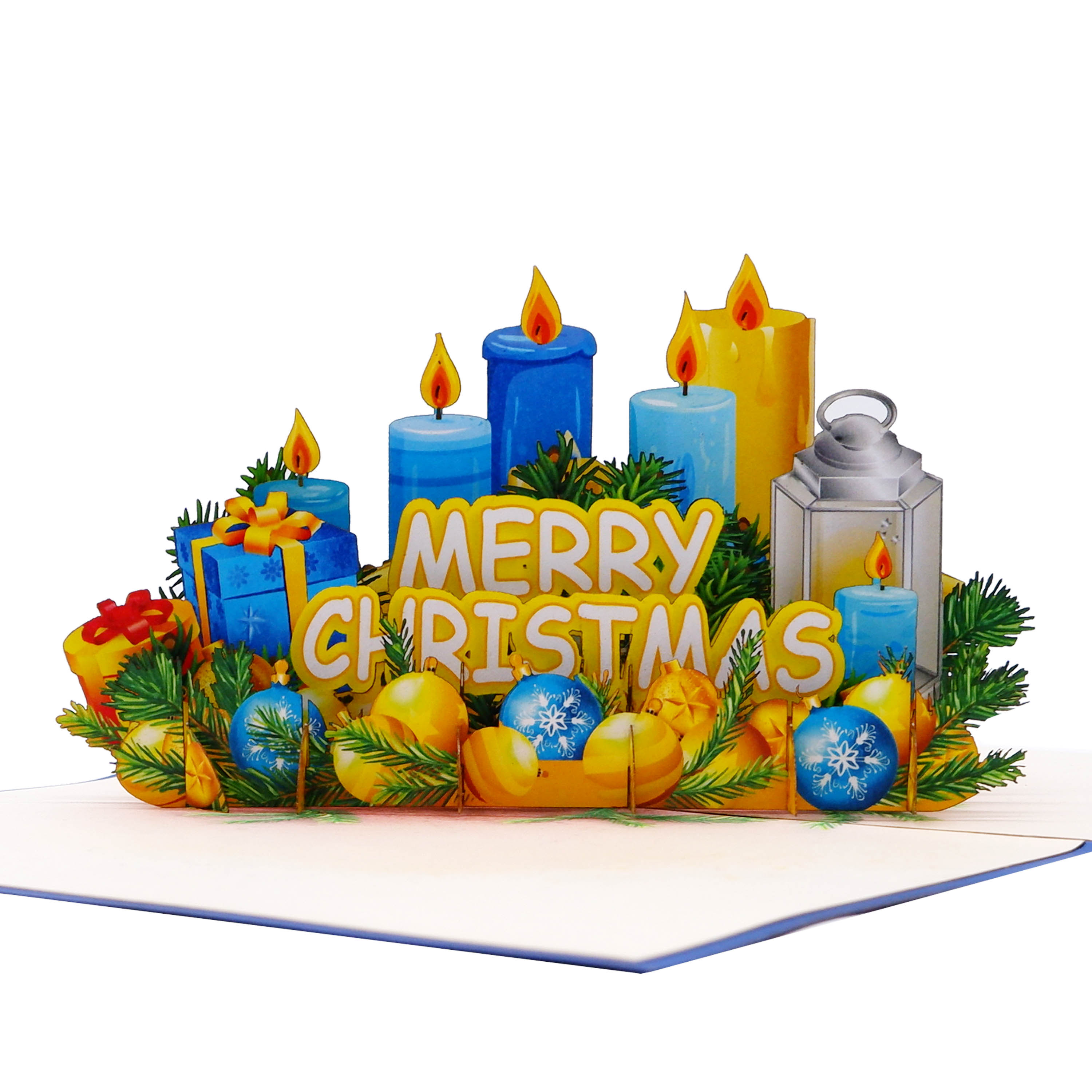 Christmas Candle Pop-Up Card – Multilingual 3D Holiday Greeting Card