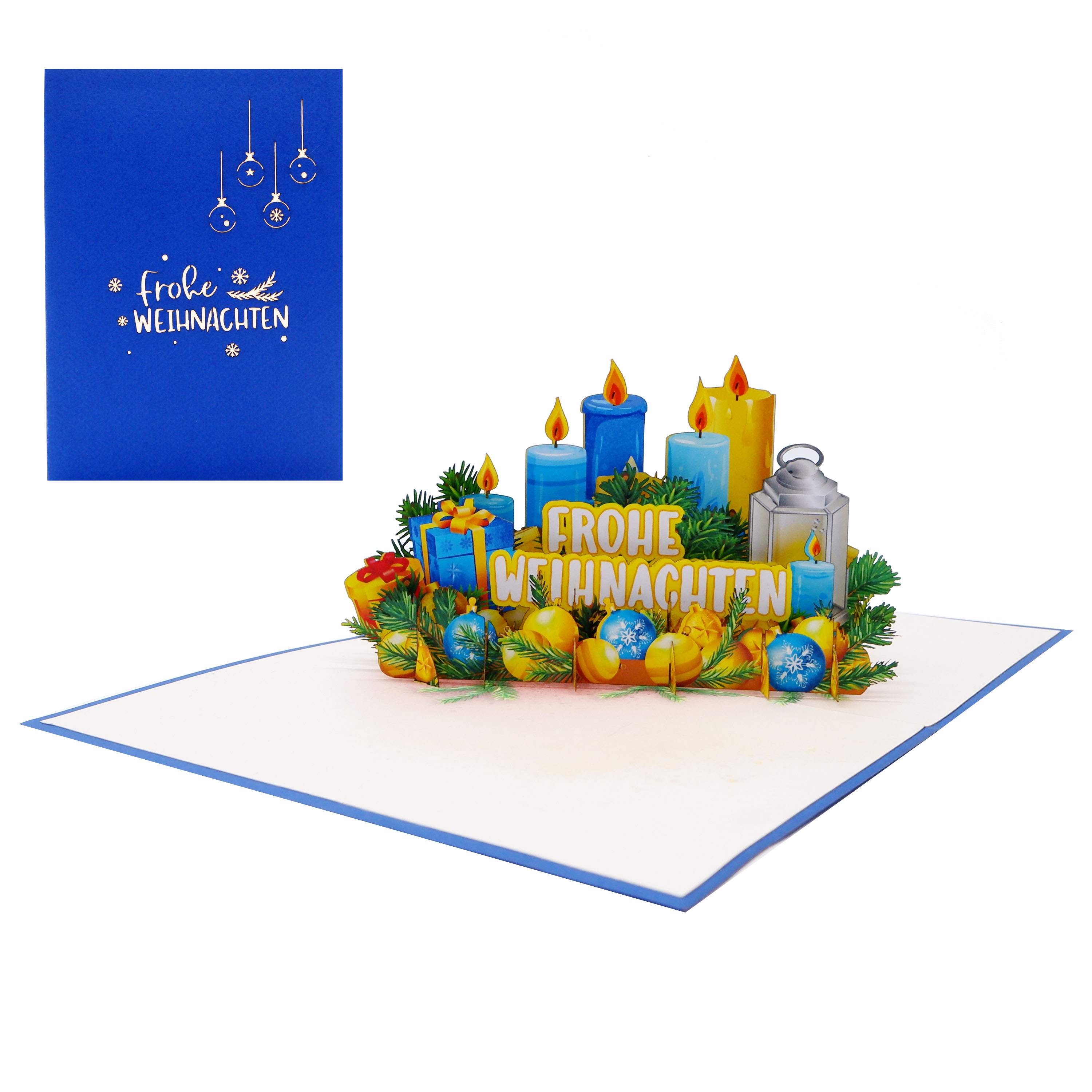 Christmas Candle Pop-Up Card – Multilingual 3D Holiday Greeting Card