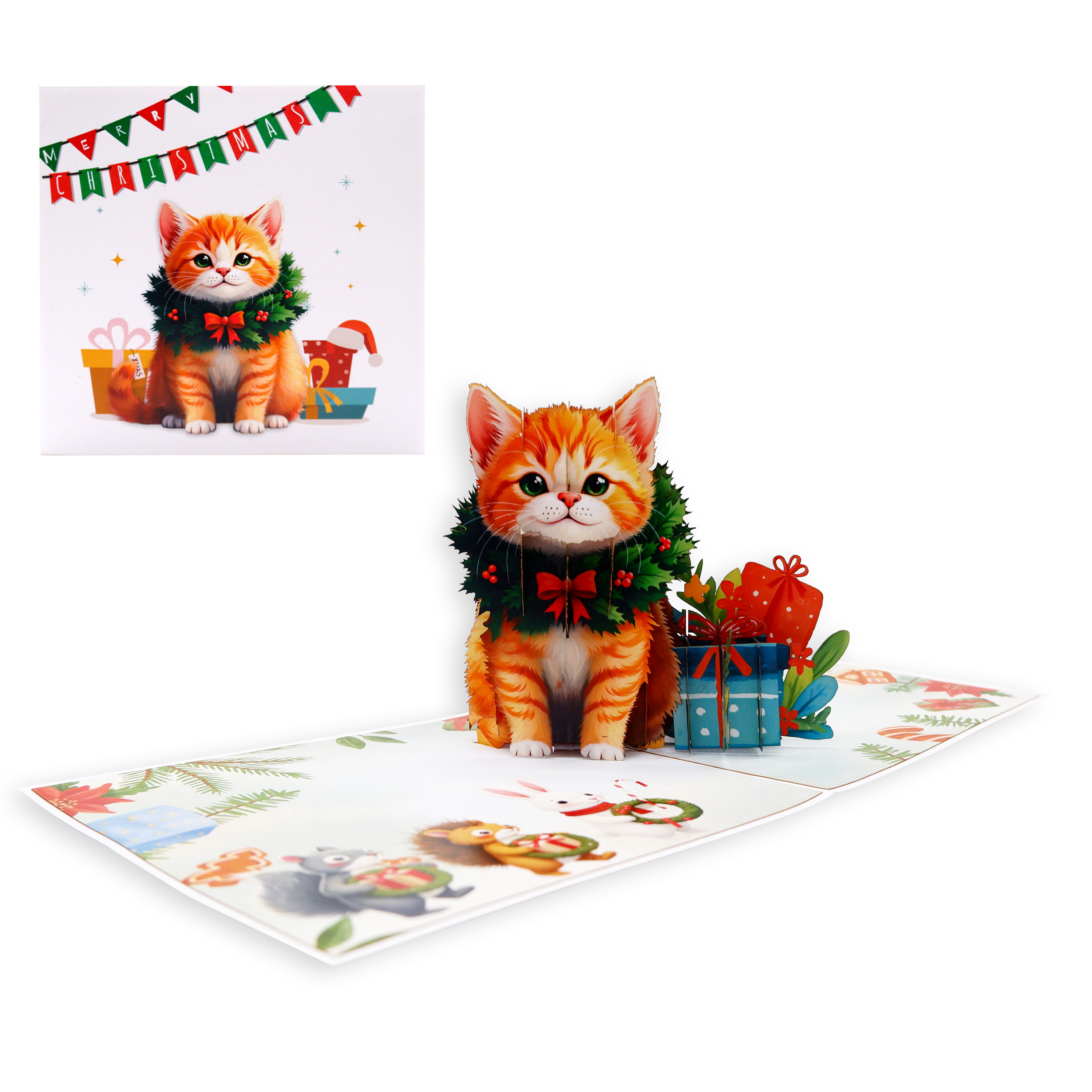 3D Christmas Cat Pop-Up Card – A Heartwarming Holiday Gift