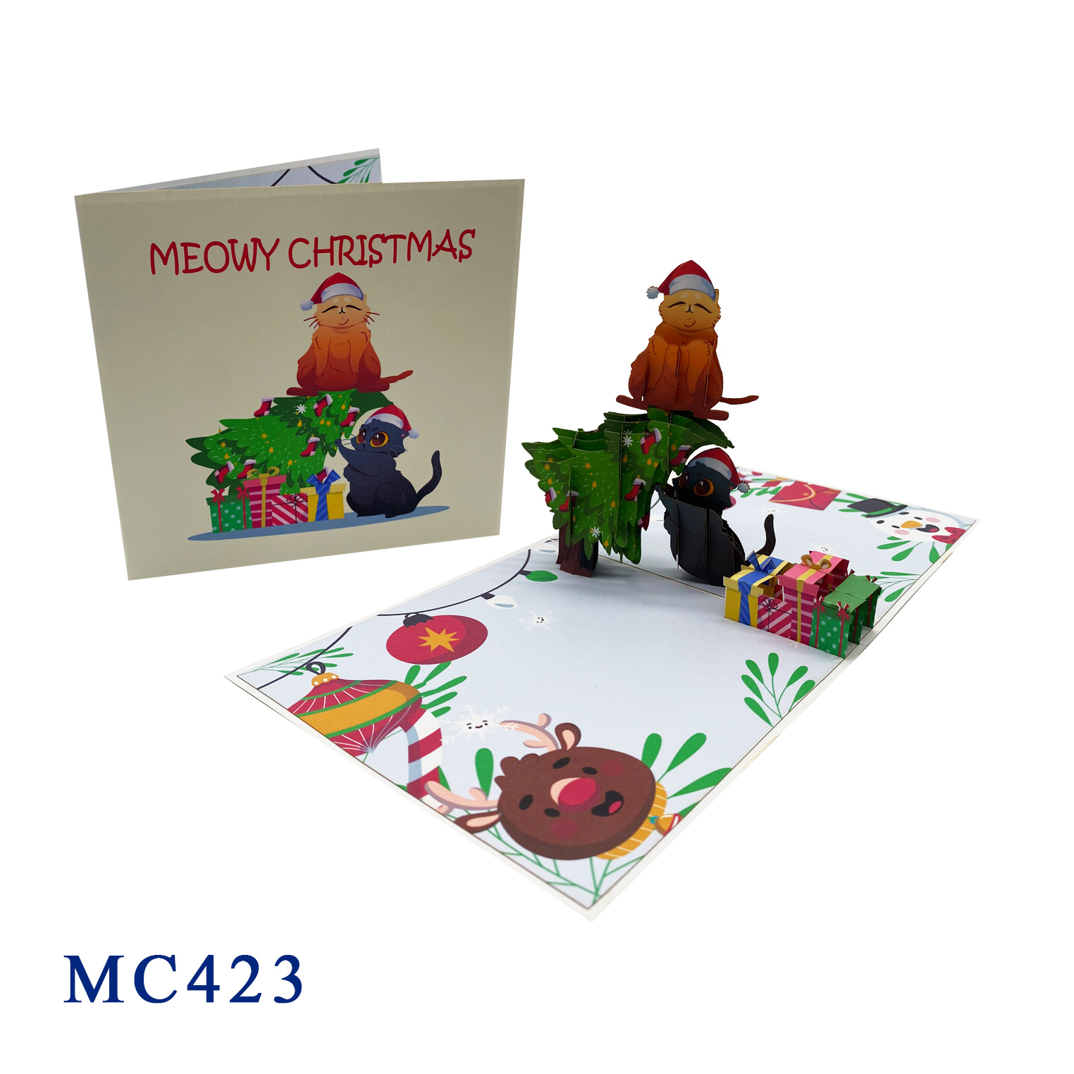 Meowy Christmas Cats Pop Up Card