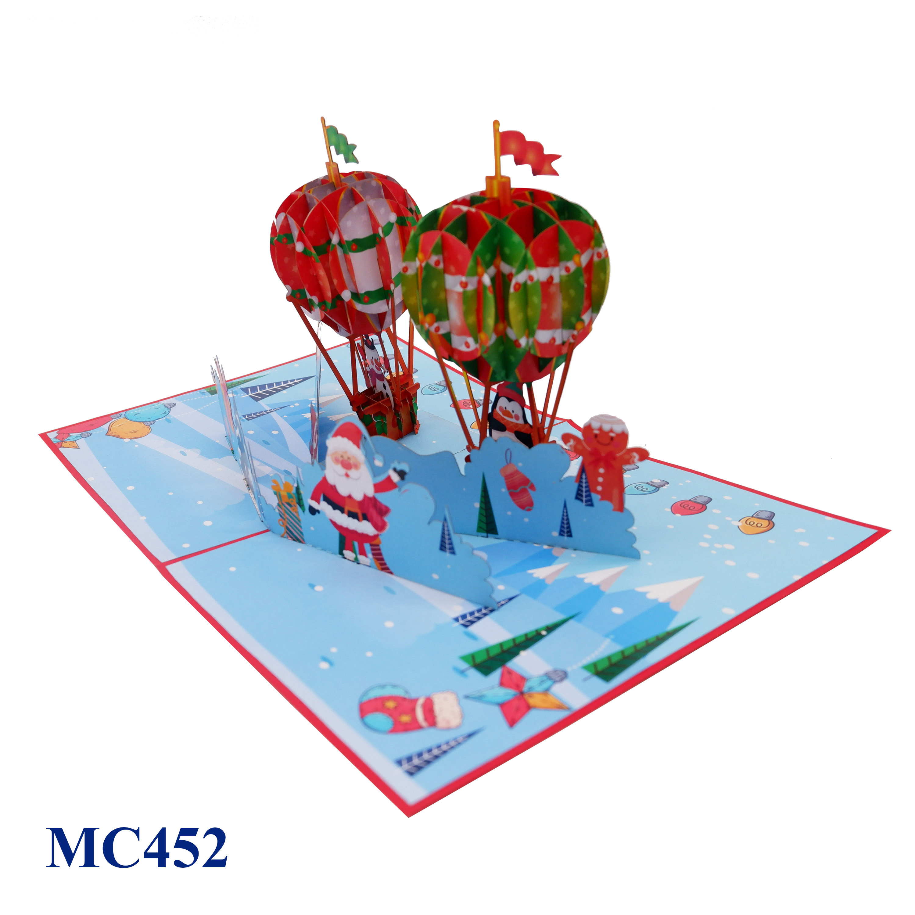 Merry Christmas Air Balloon Pop Up Card