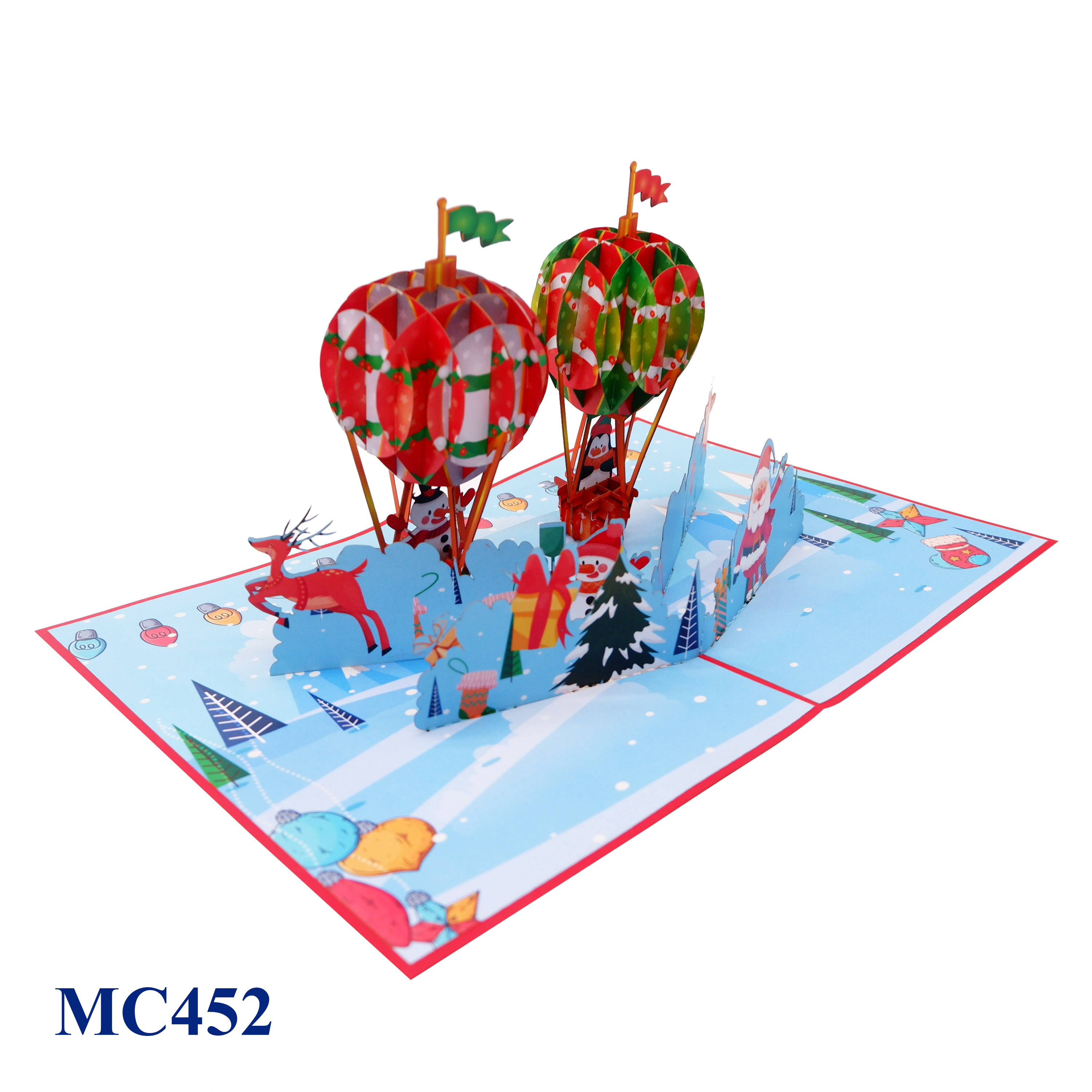 Merry Christmas Air Balloon Pop Up Card