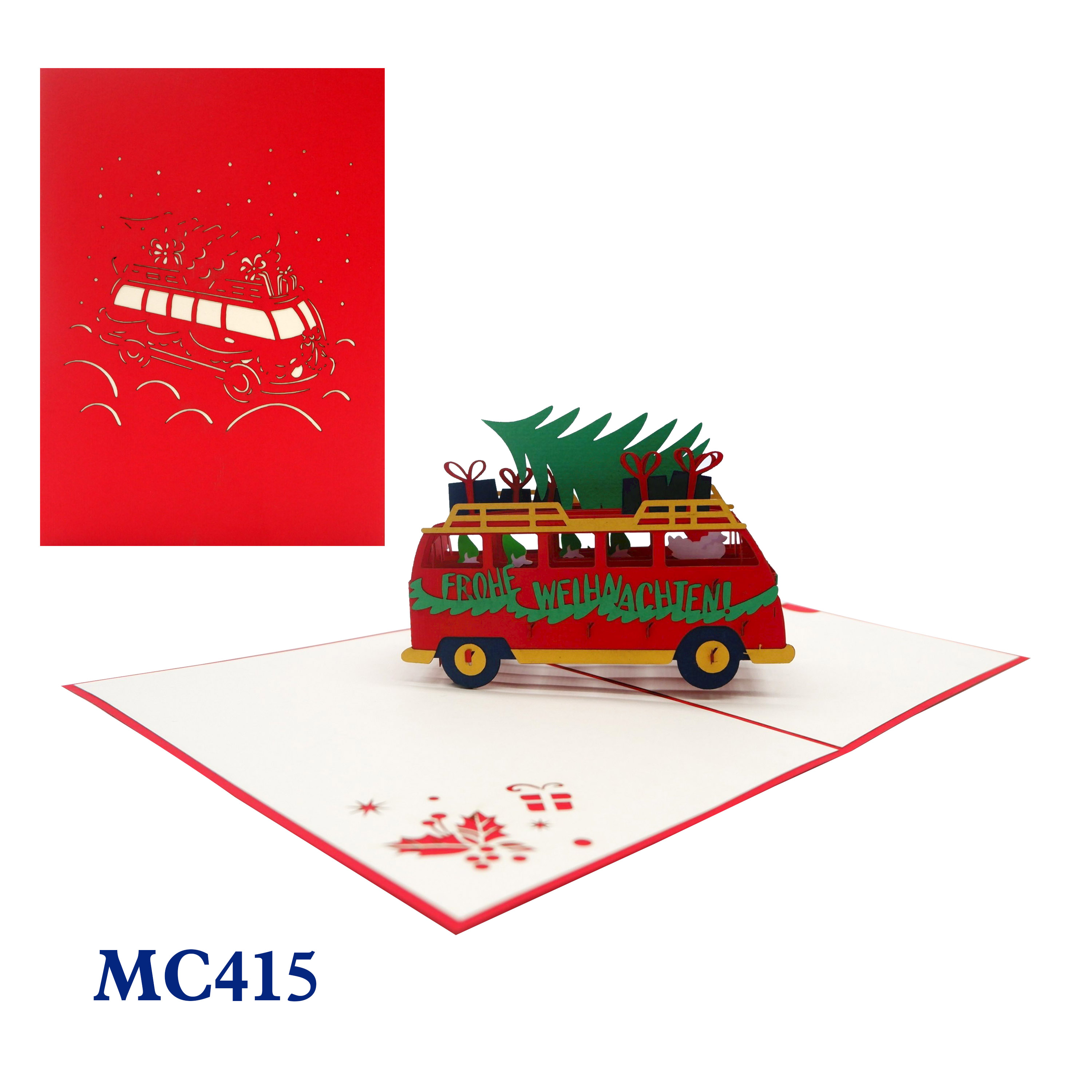Merry Christmas Bus Pop Up Card